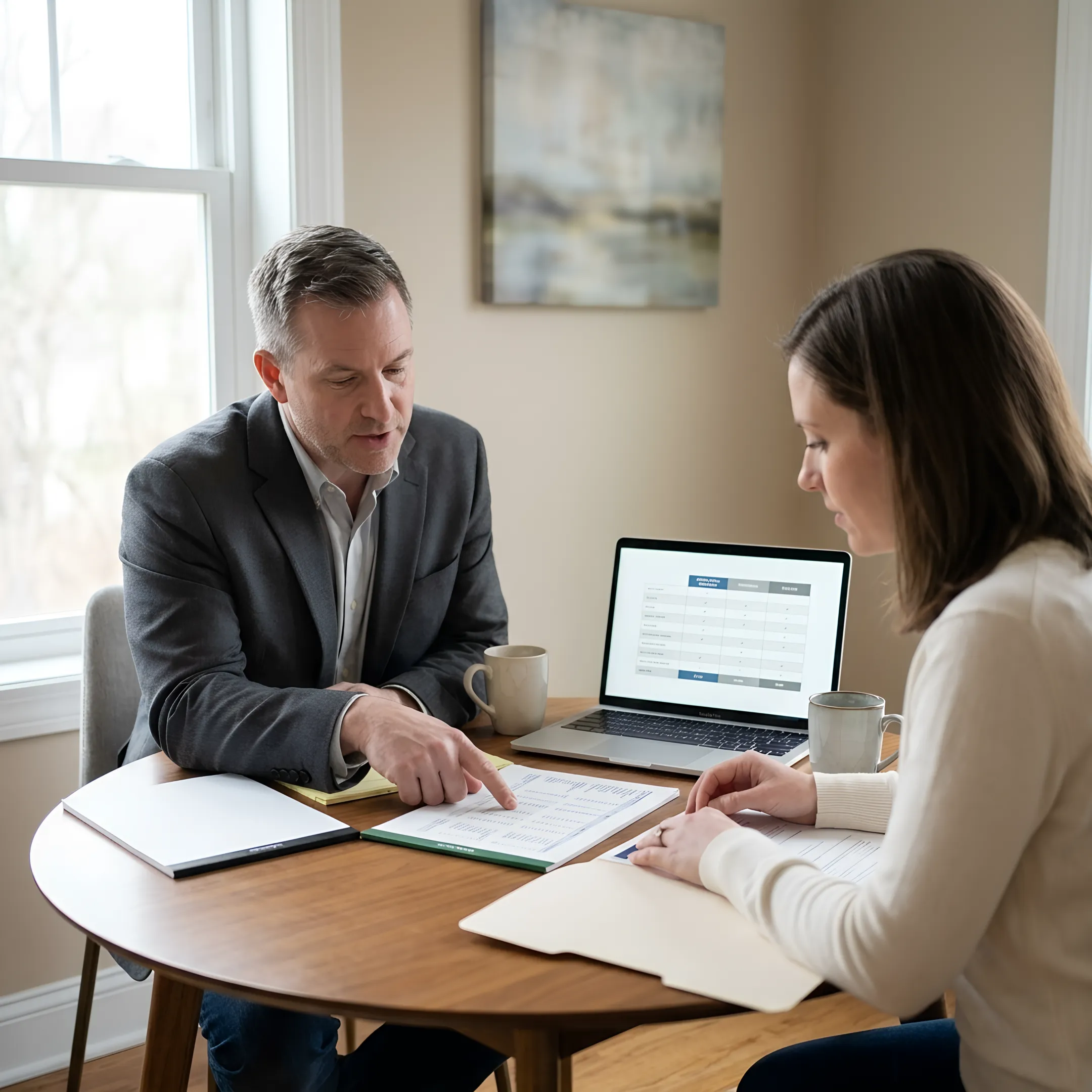 Advisor explaining health insurance plan choices