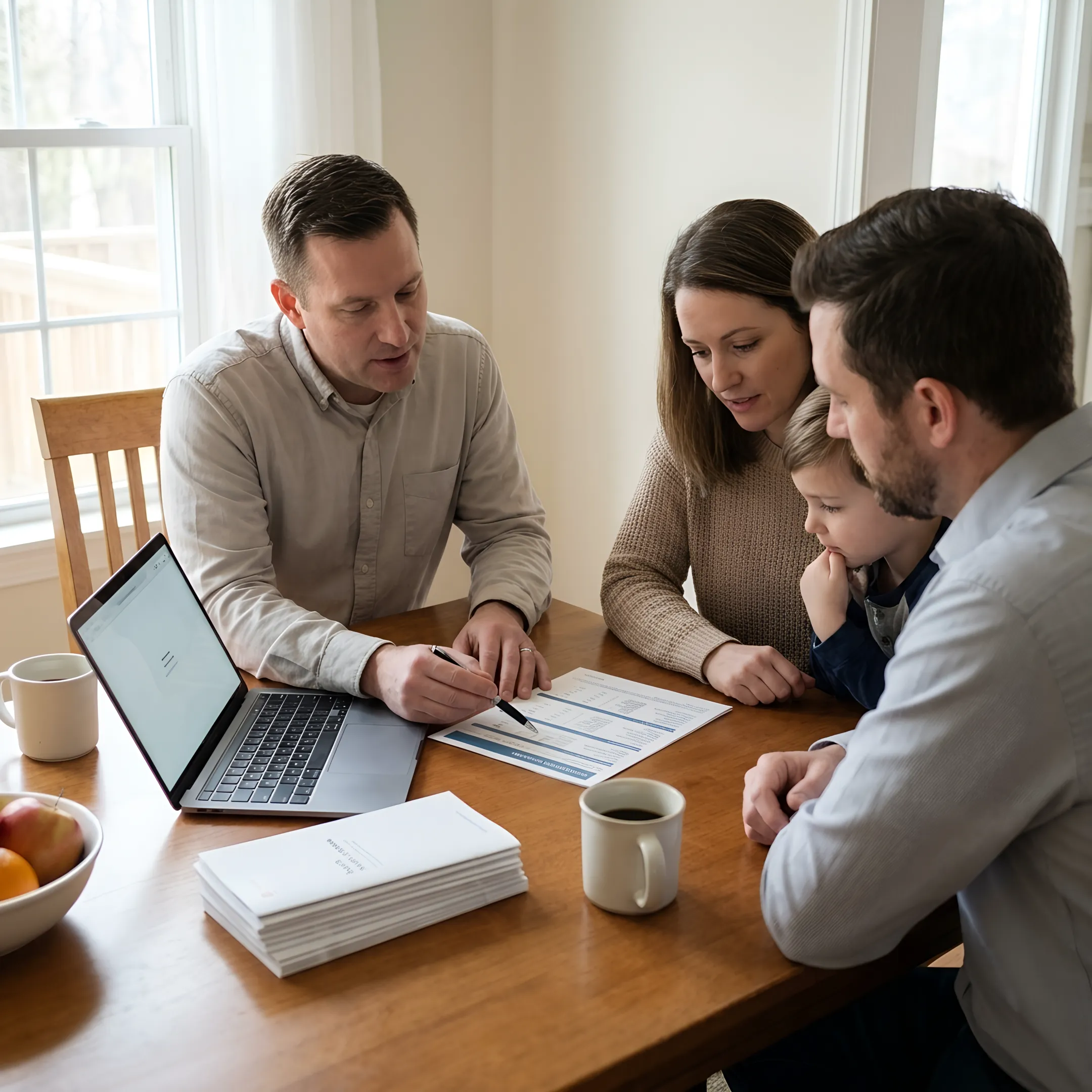 Blake comparing health insurance plans with a Missouri family