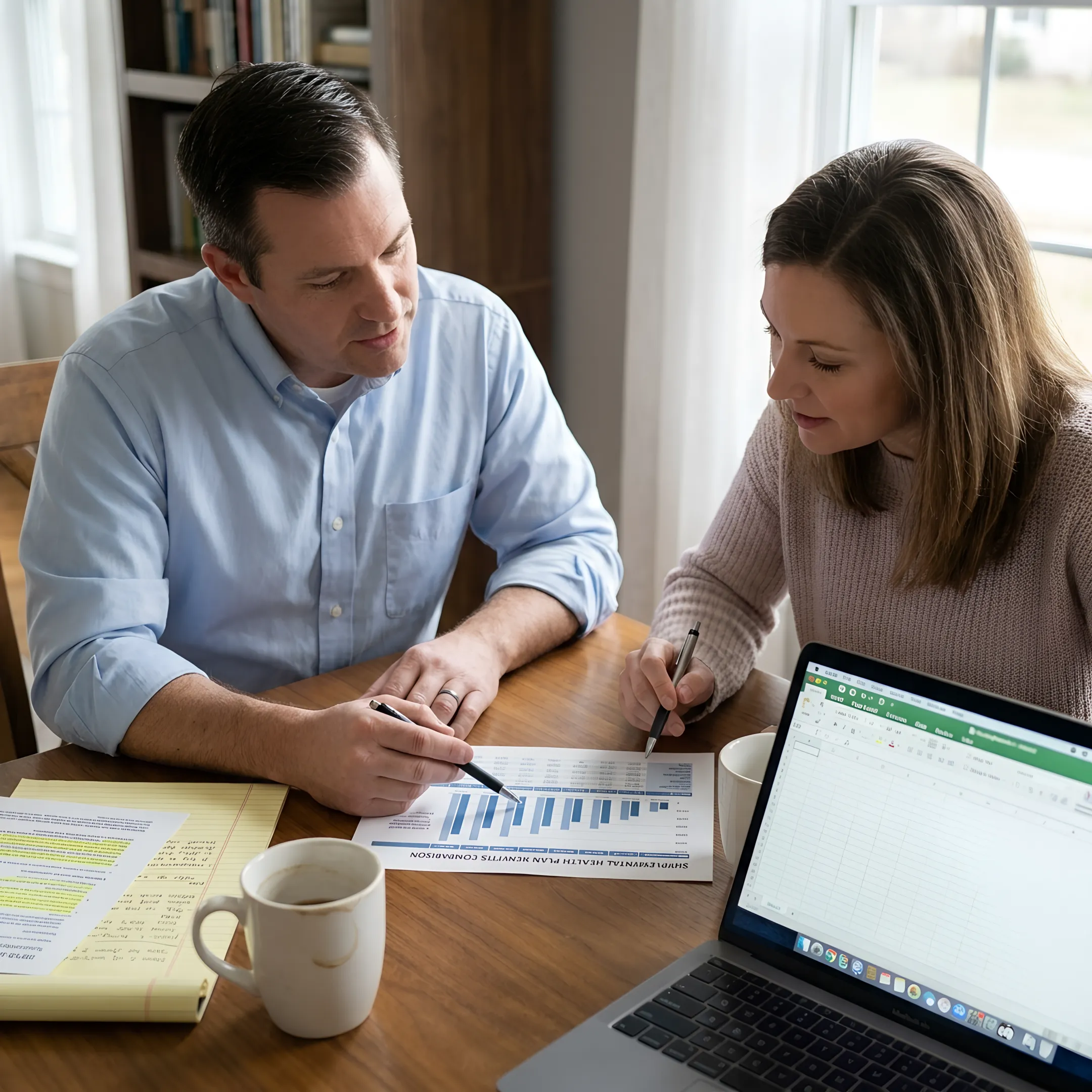 Client comparing supplemental health insurance plan options with an advisor