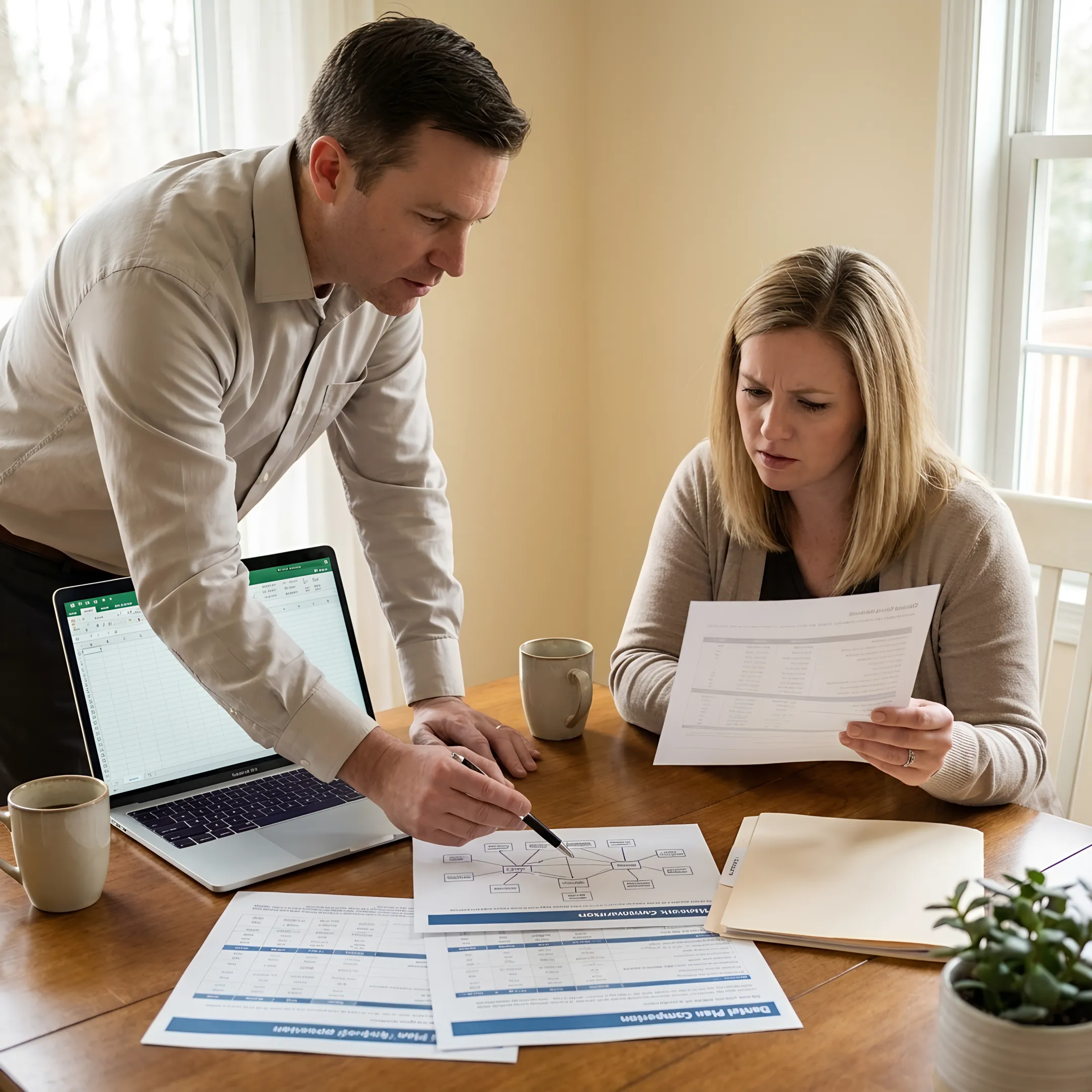 Client comparing dental insurance coverage with an advisor