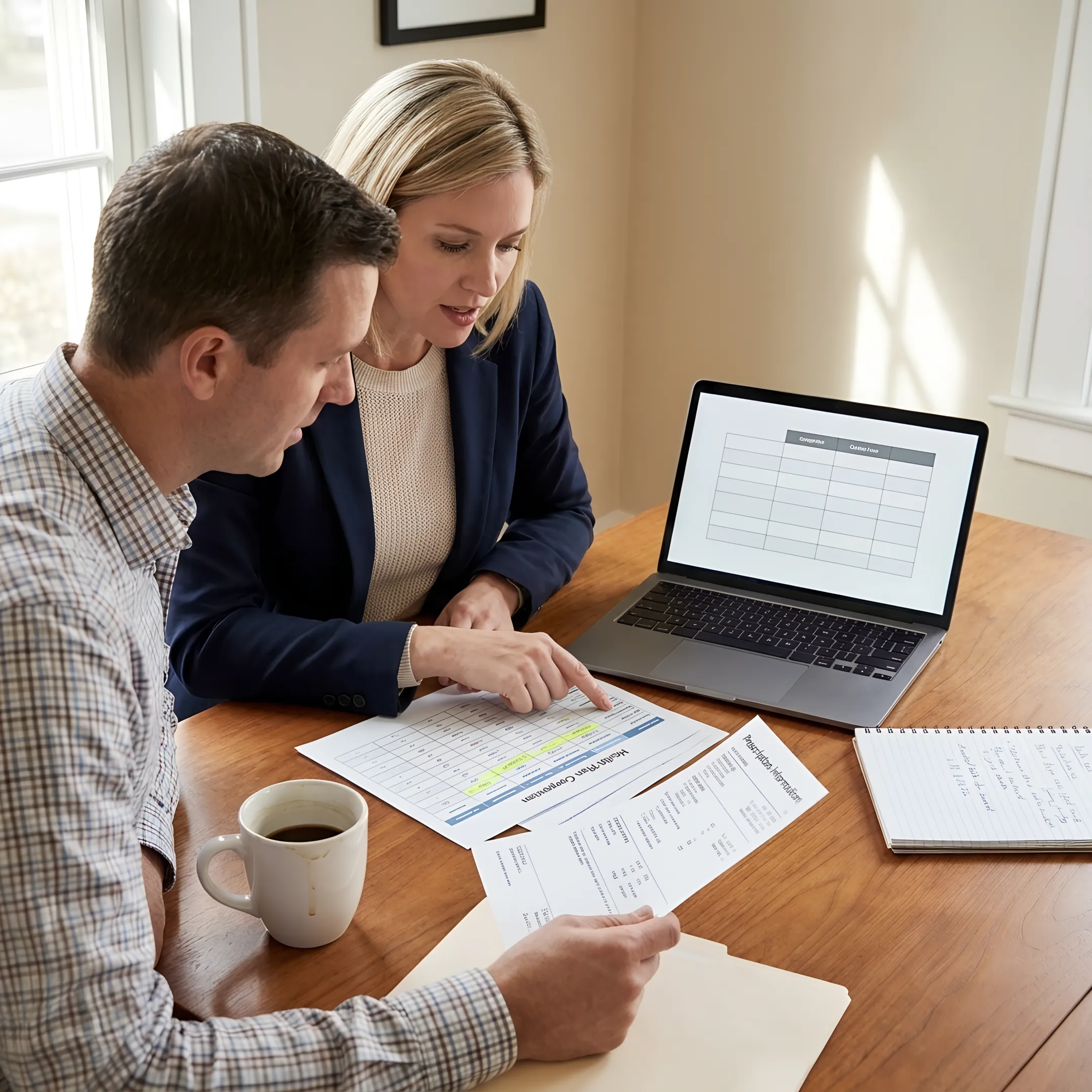Advisor comparing health insurance plans