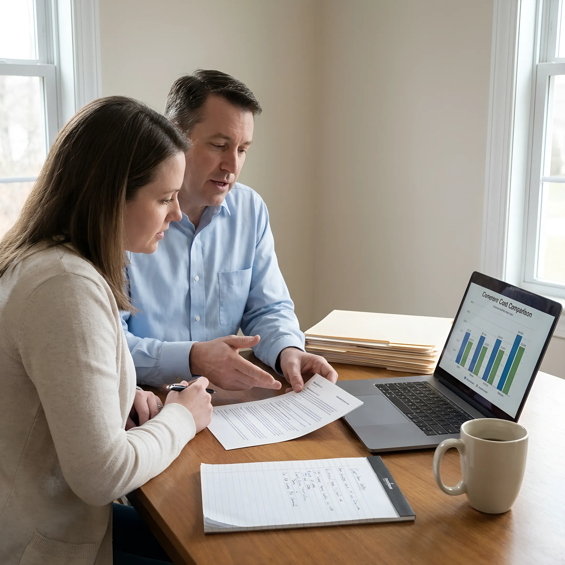 Advisor explaining health insurance plan details to a client