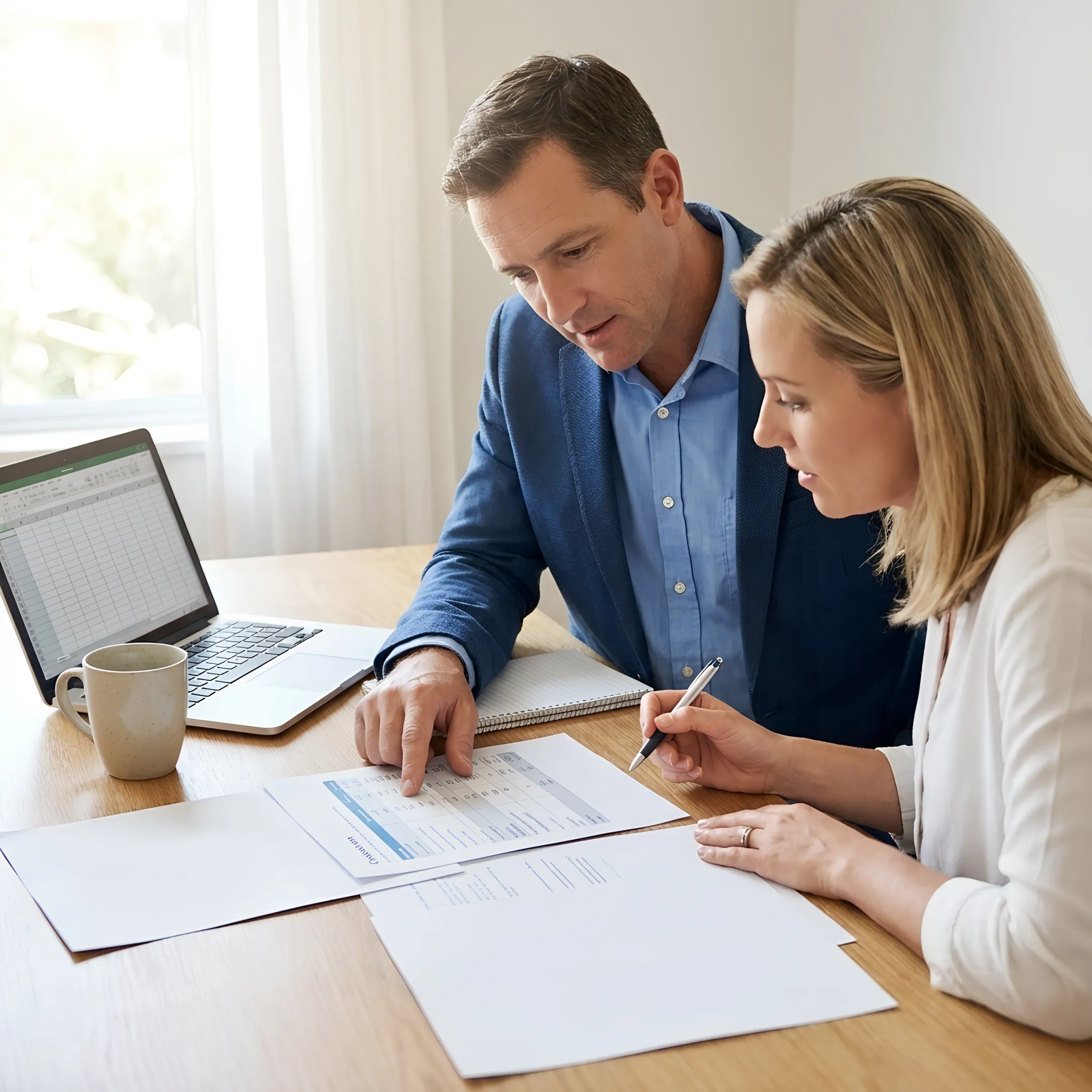 Small business owner comparing health insurance plans with an advisor