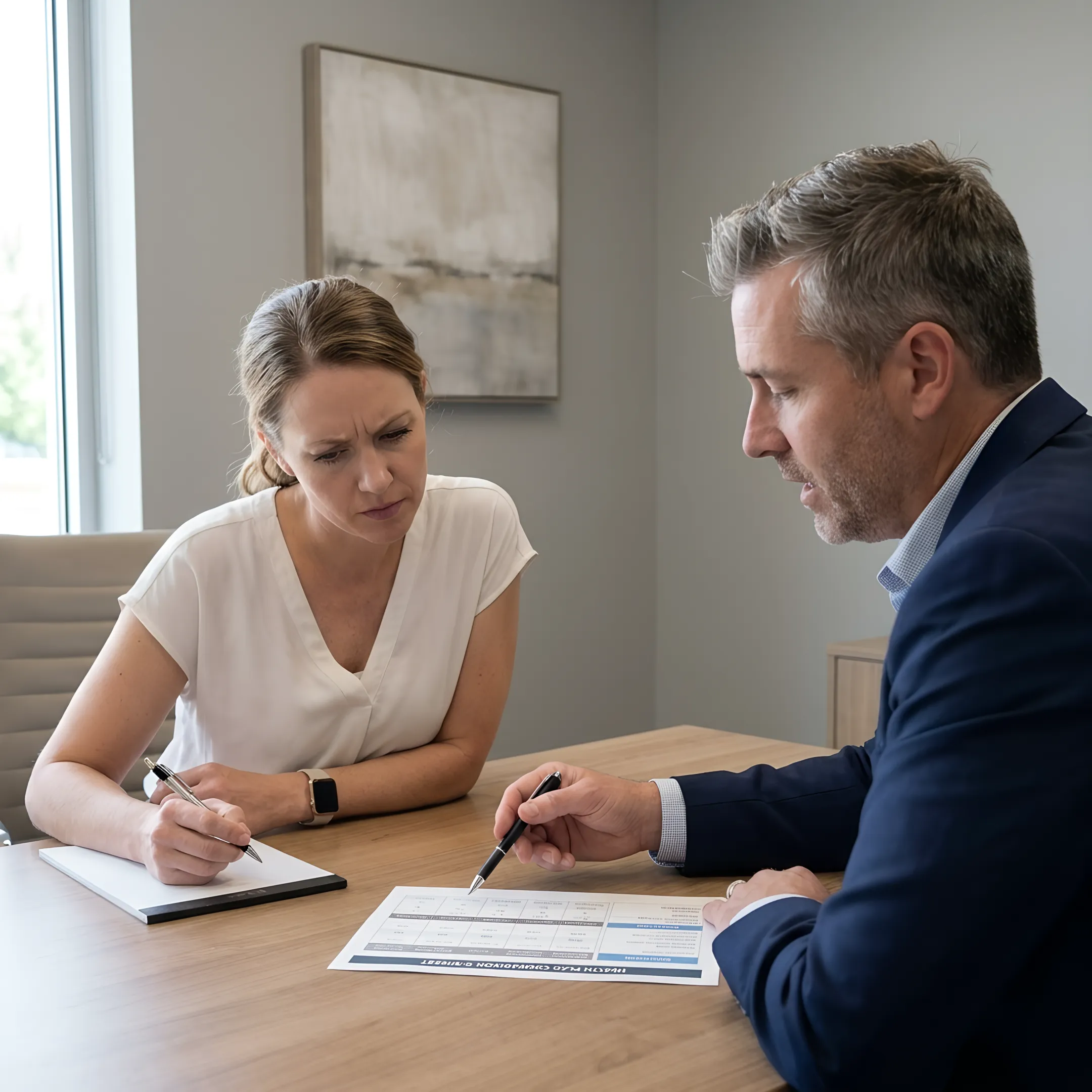 Insurance advisor explaining employer medical coverage choices