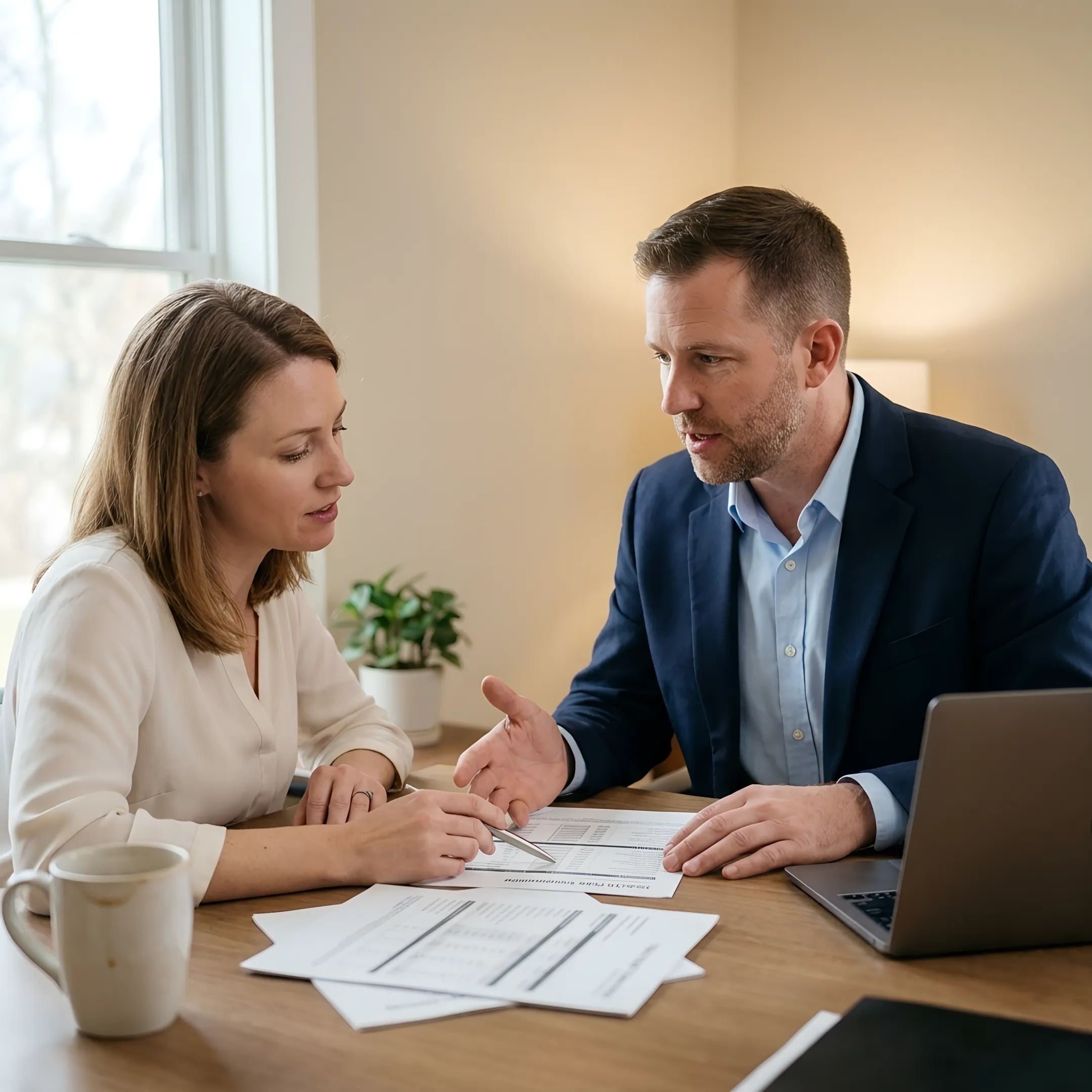 Advisor reviewing health insurance options with a self-employed client