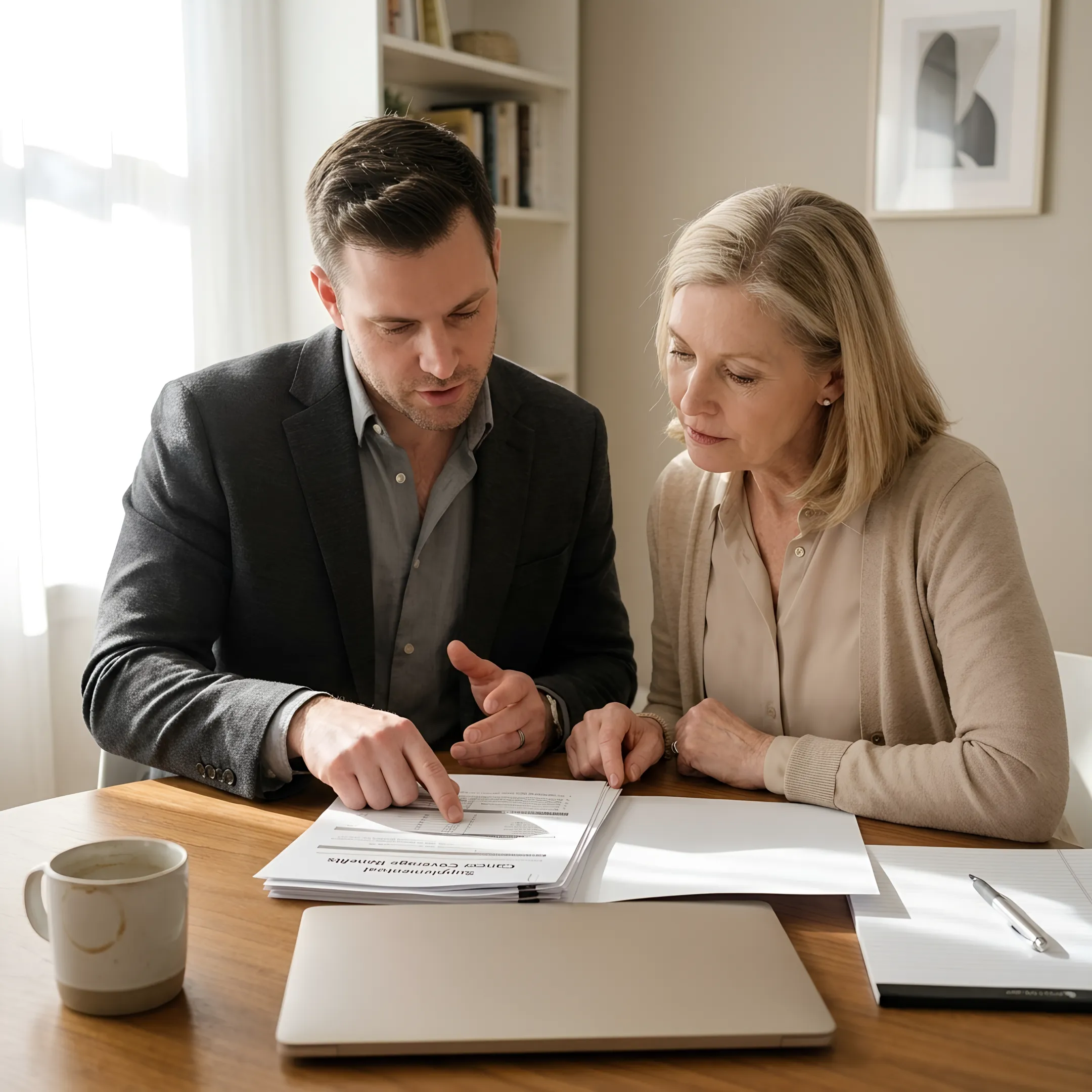 Client reviewing supplemental cancer insurance options with an advisor