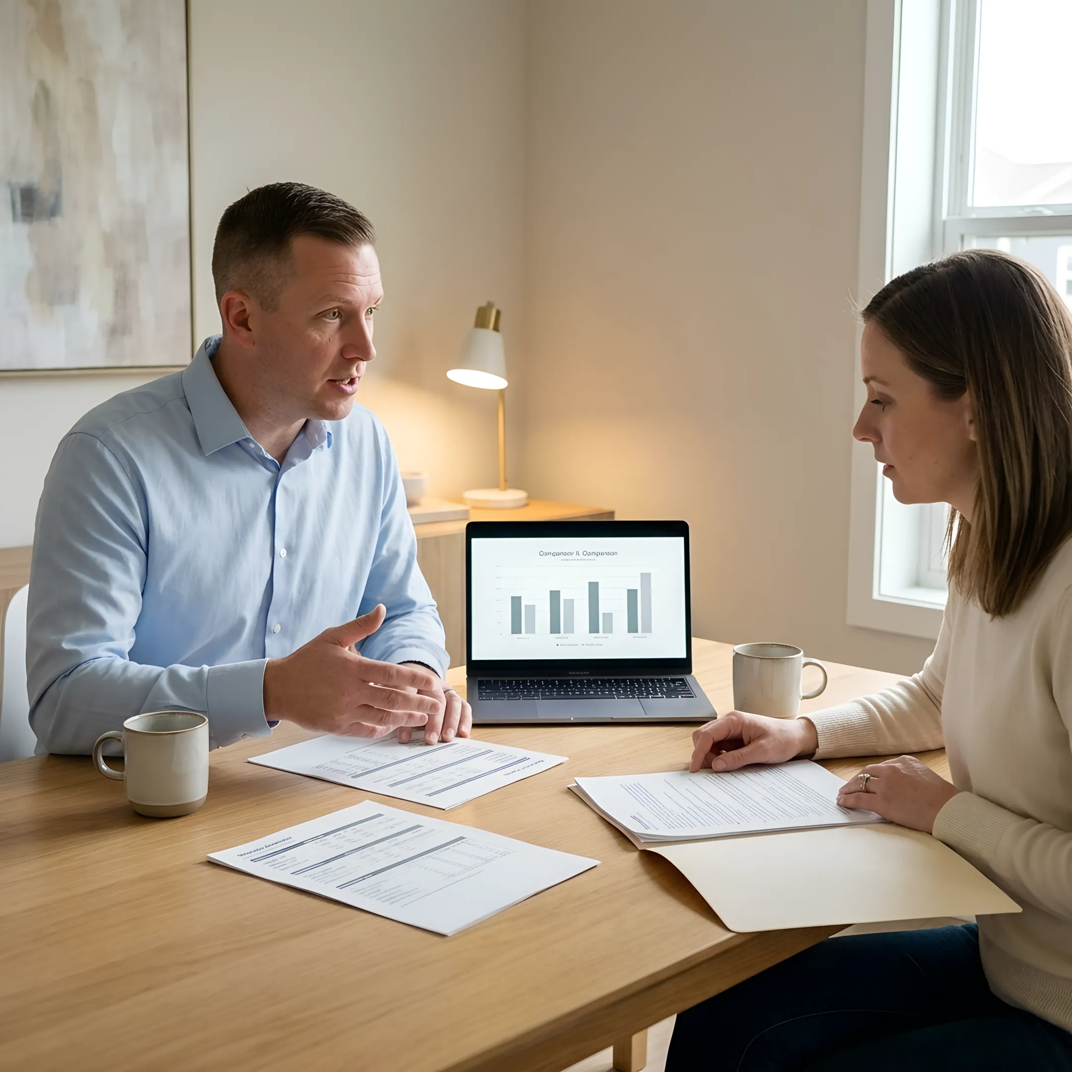 Advisor comparing health insurance plans with a client