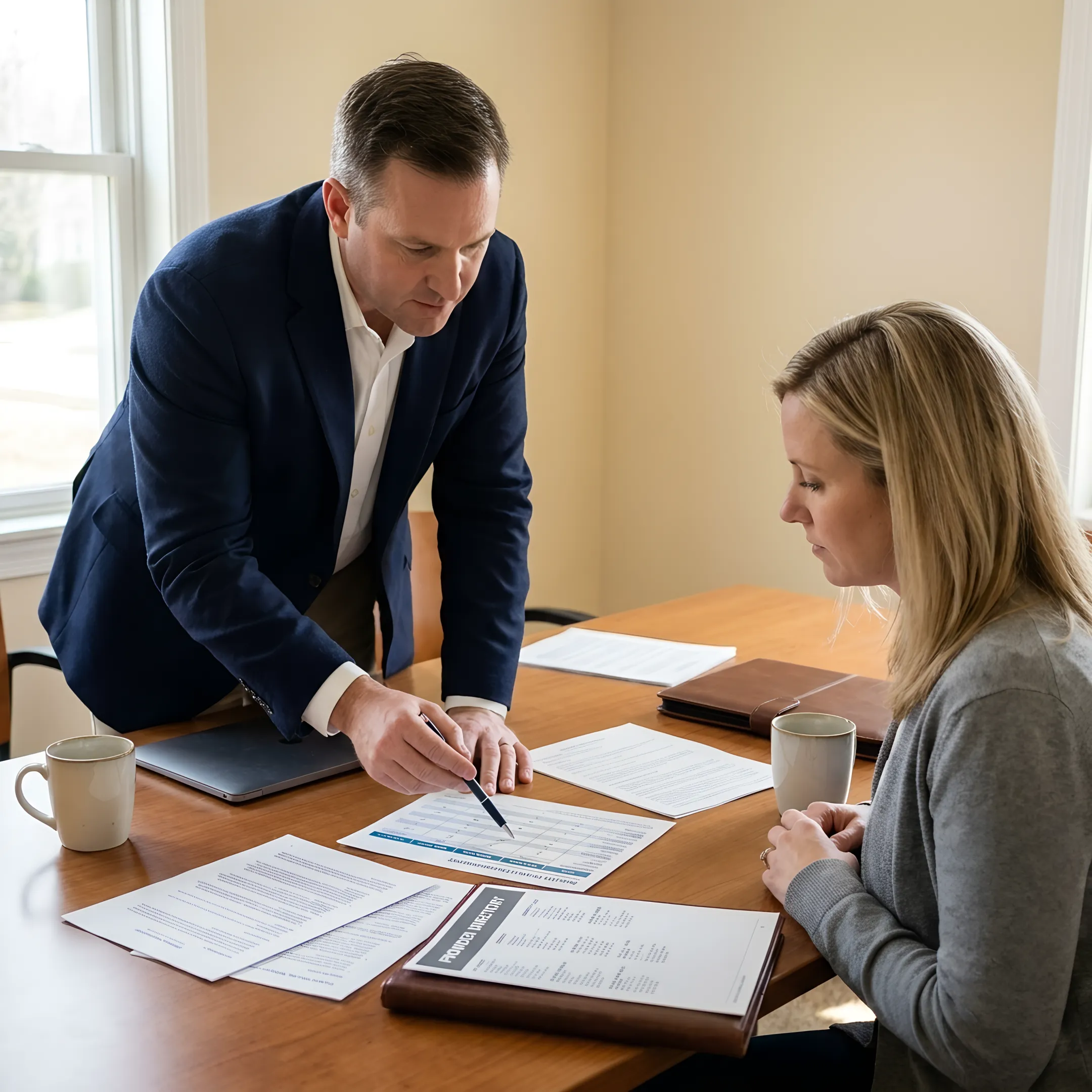 Client comparing health insurance plans with an advisor
