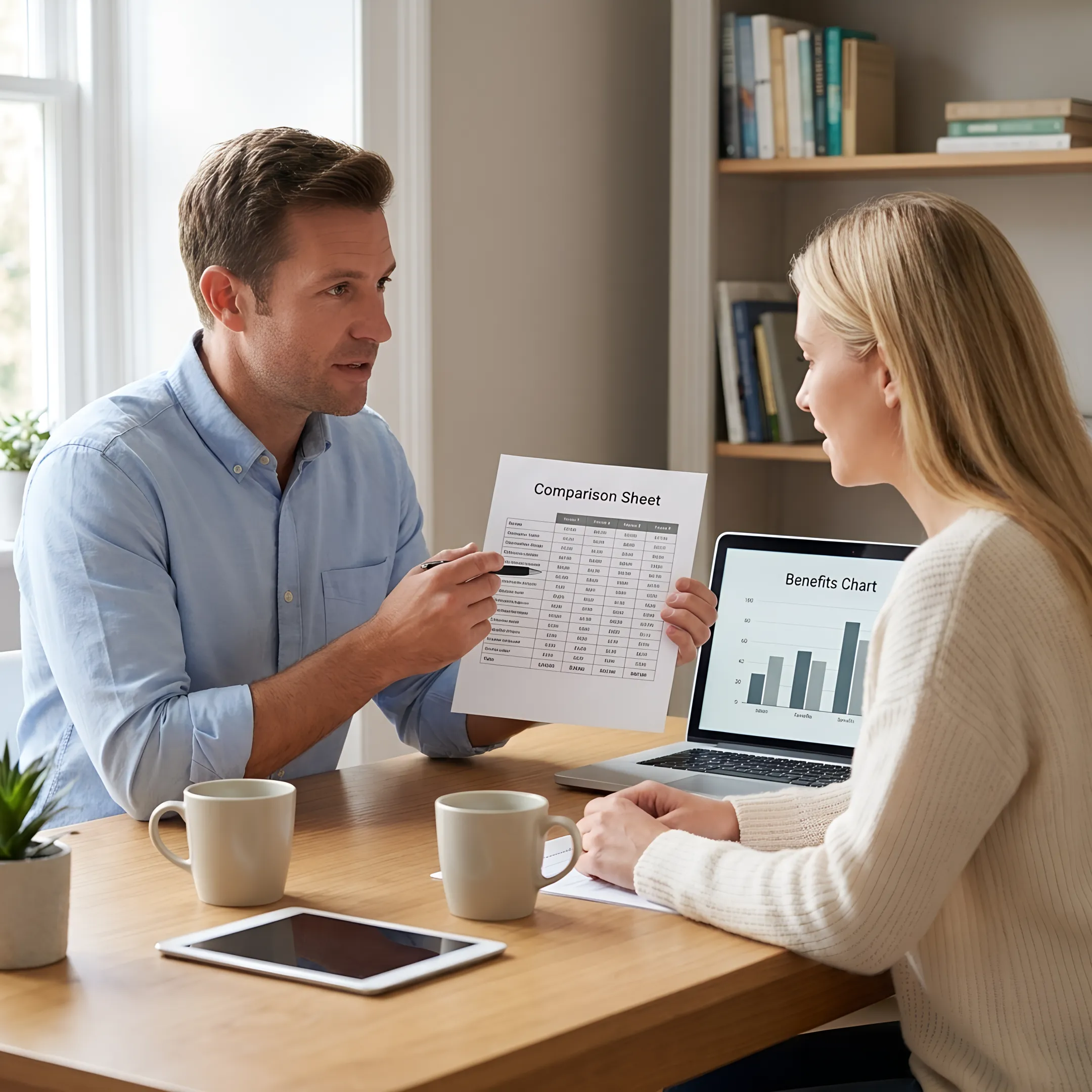 Client discussing personalized health coverage with an insurance advisor