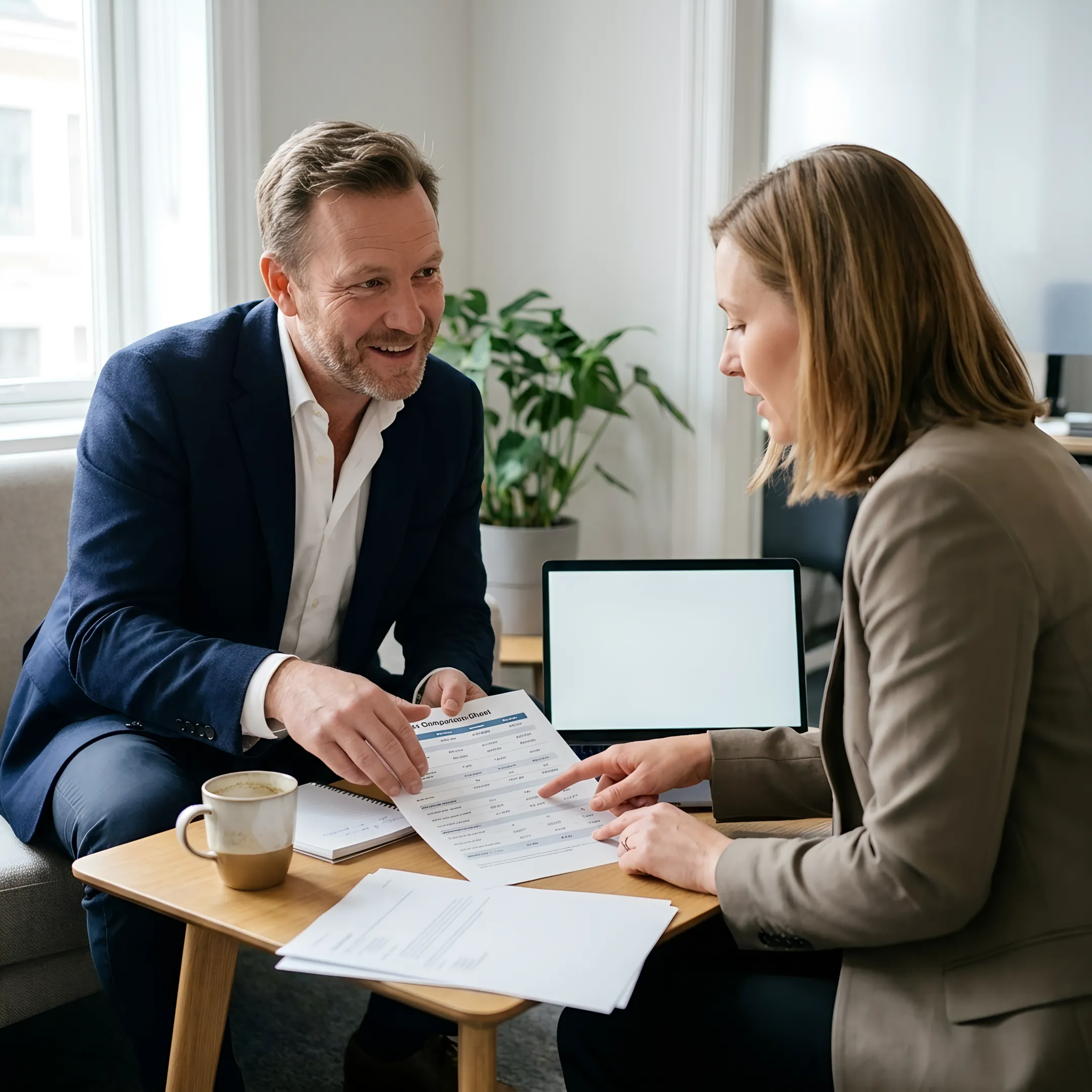 Advisor explaining dental insurance benefits to an independent professional