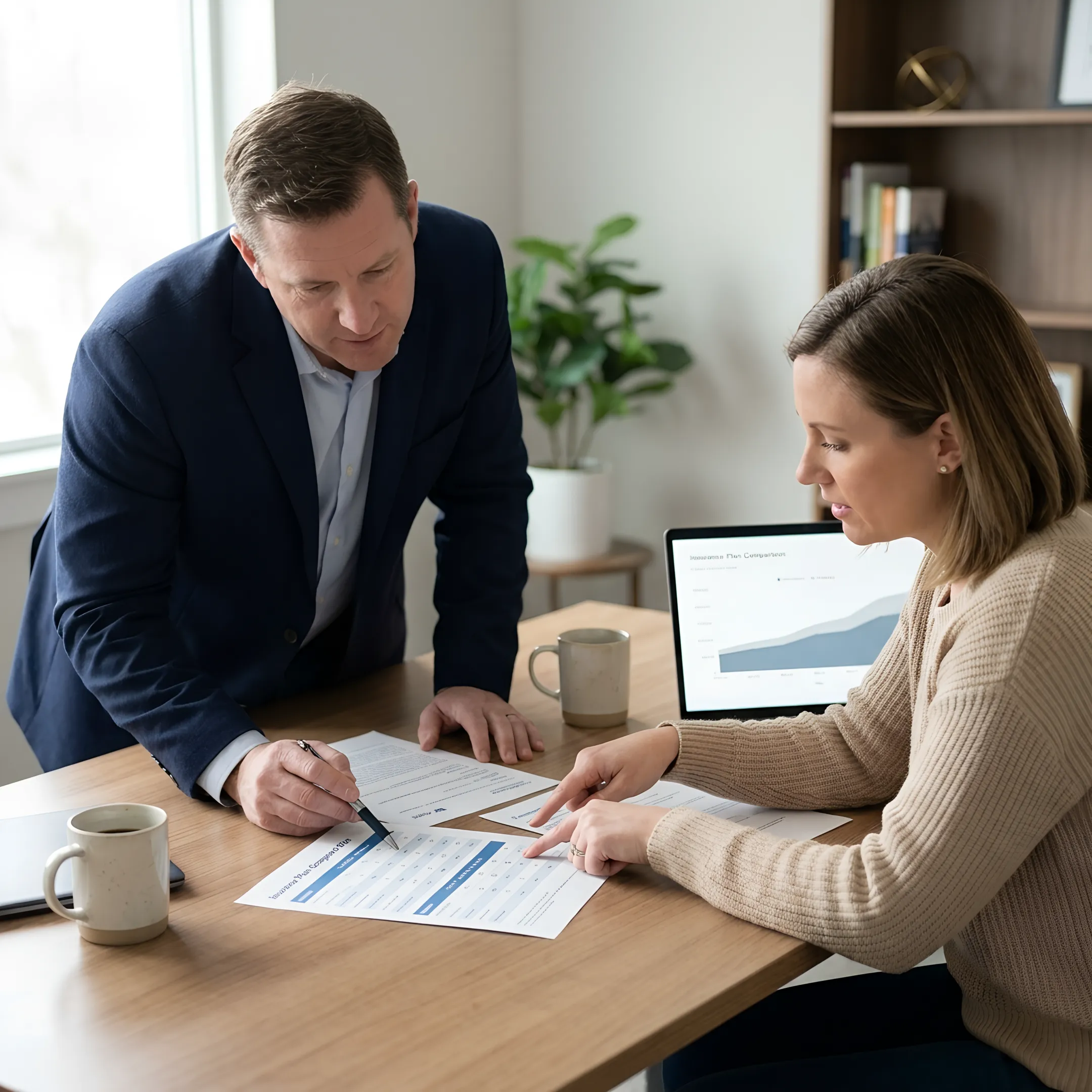 Advisor comparing health insurance plans for a client