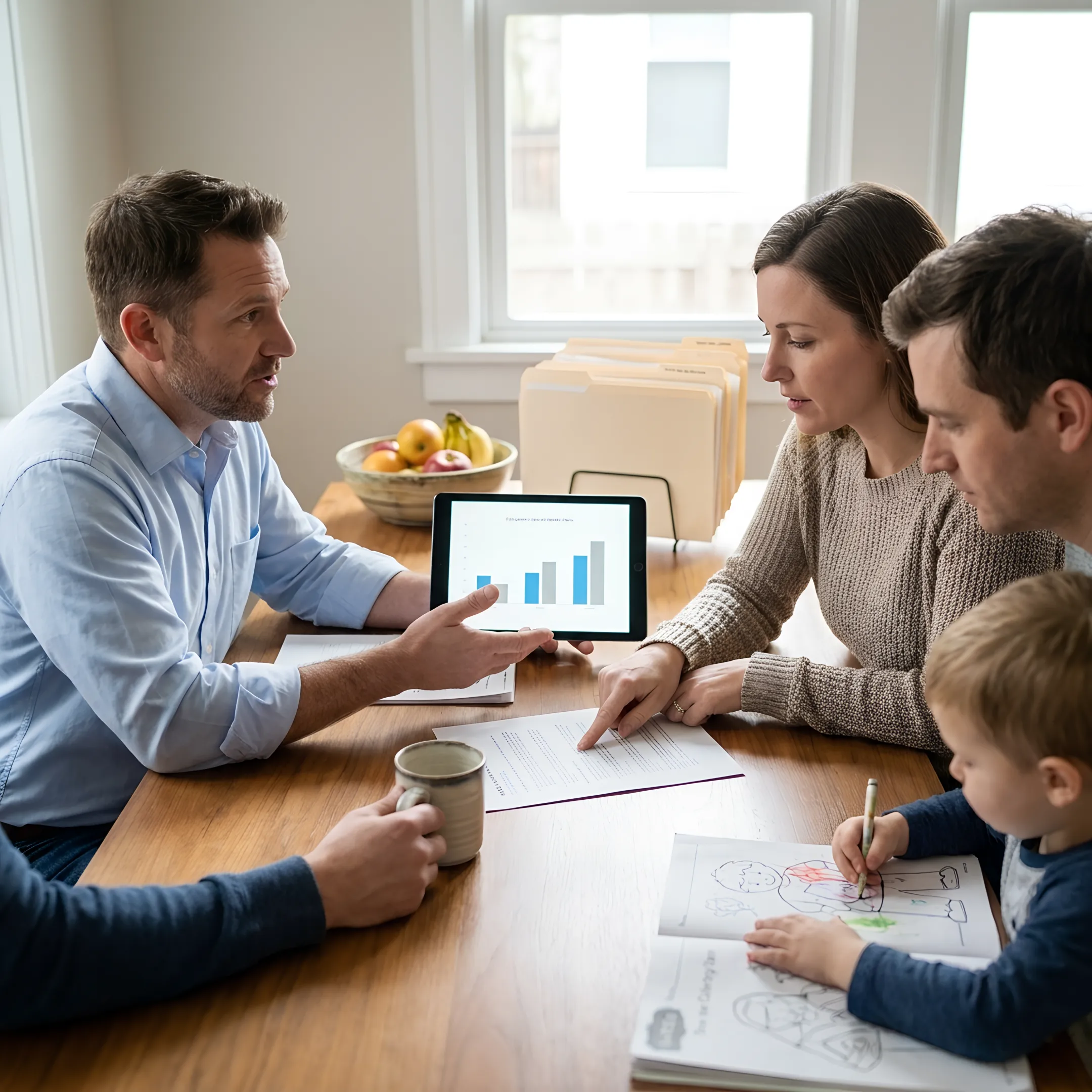 Advisor comparing health insurance plans with a Florida family