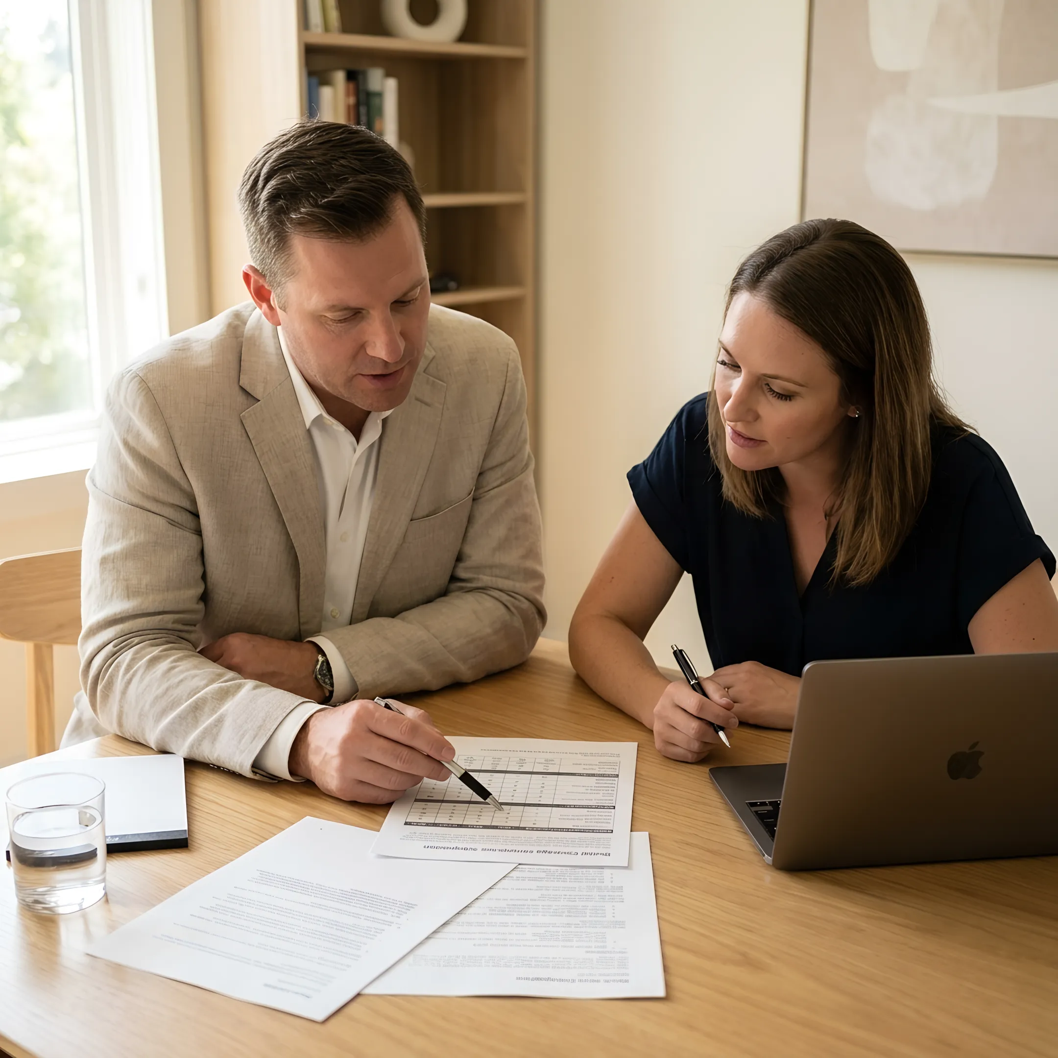 Client reviewing dental insurance comparison with advisor
