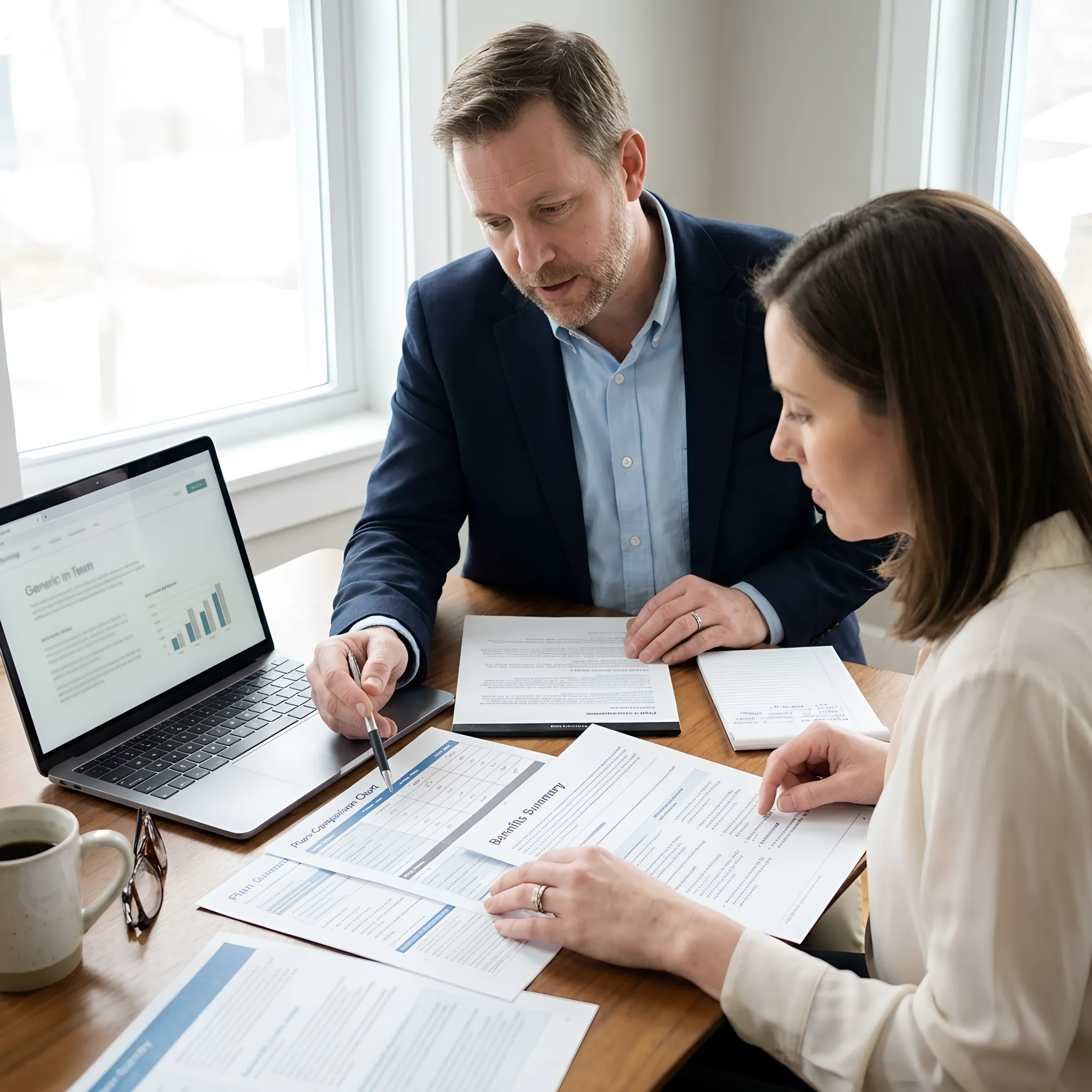 Small business owner reviewing personalized health coverage options