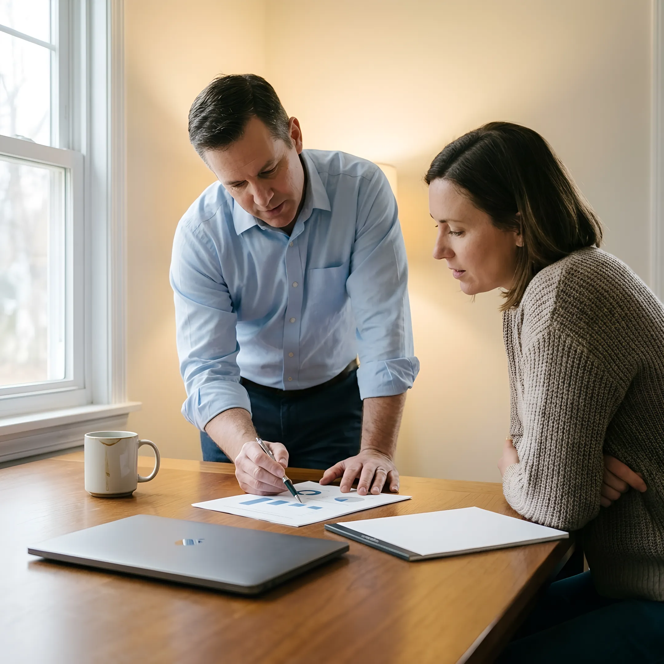 Insurance advisor explaining supplemental cancer coverage