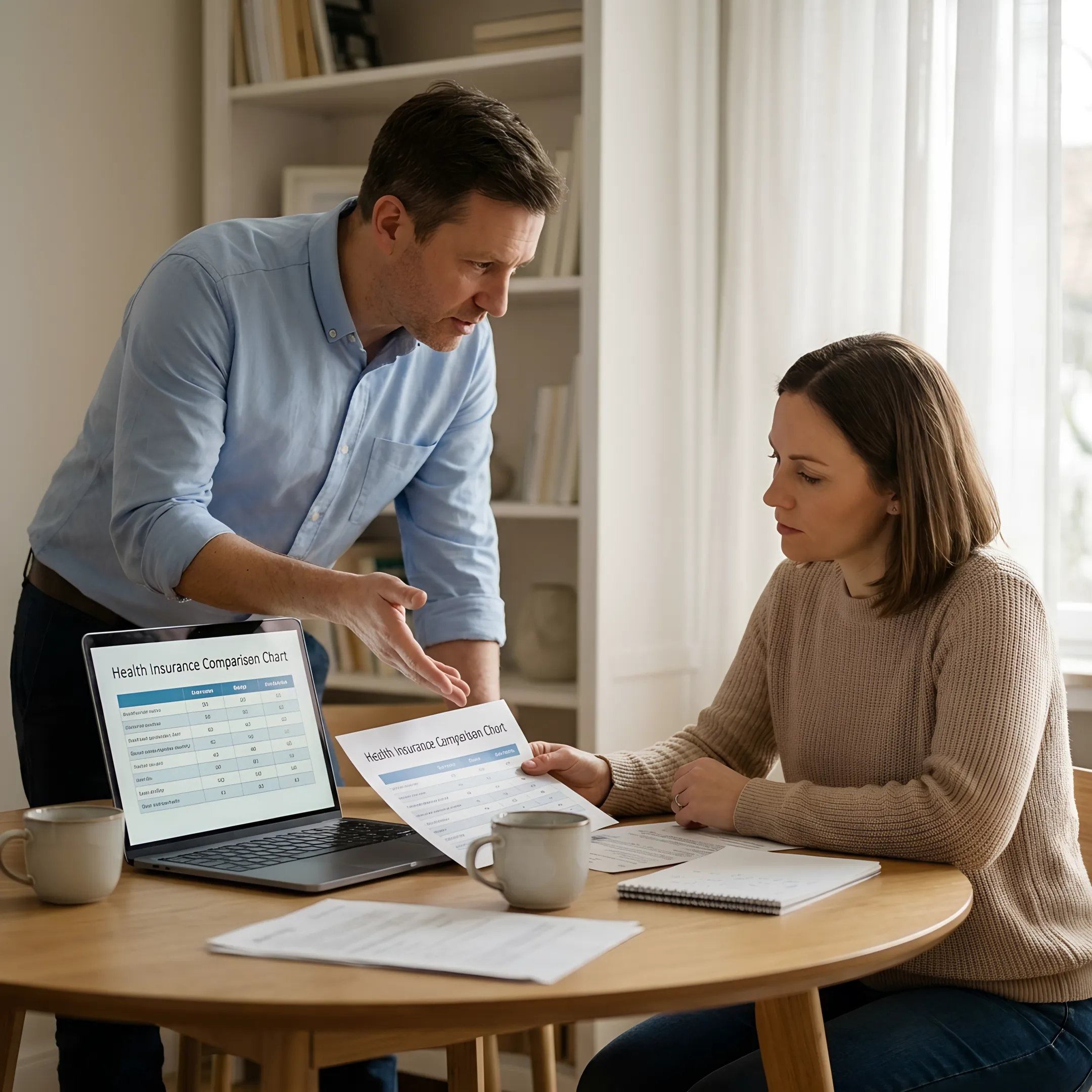 Advisor explaining health insurance plan details to a client