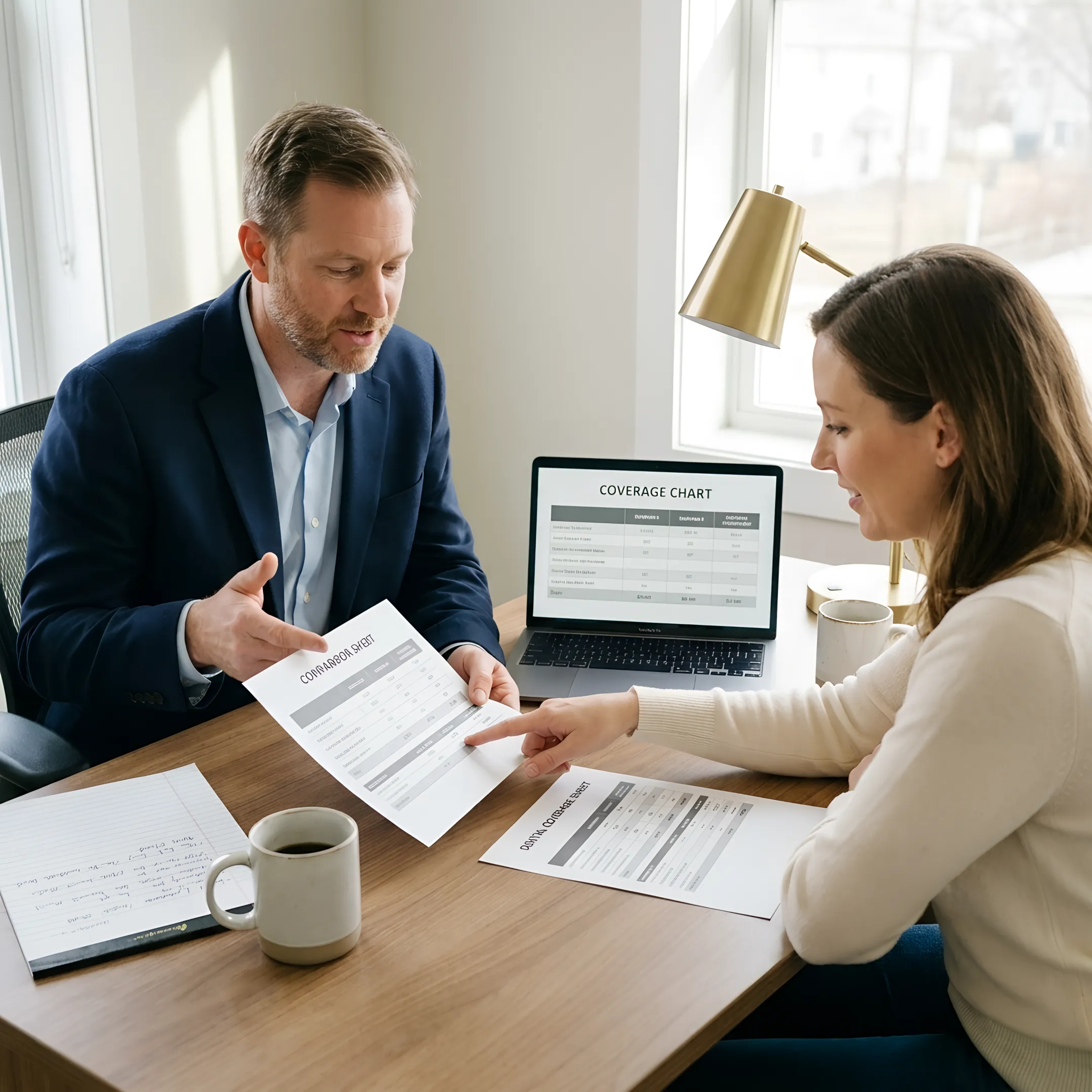 Advisor explaining dental insurance comparison