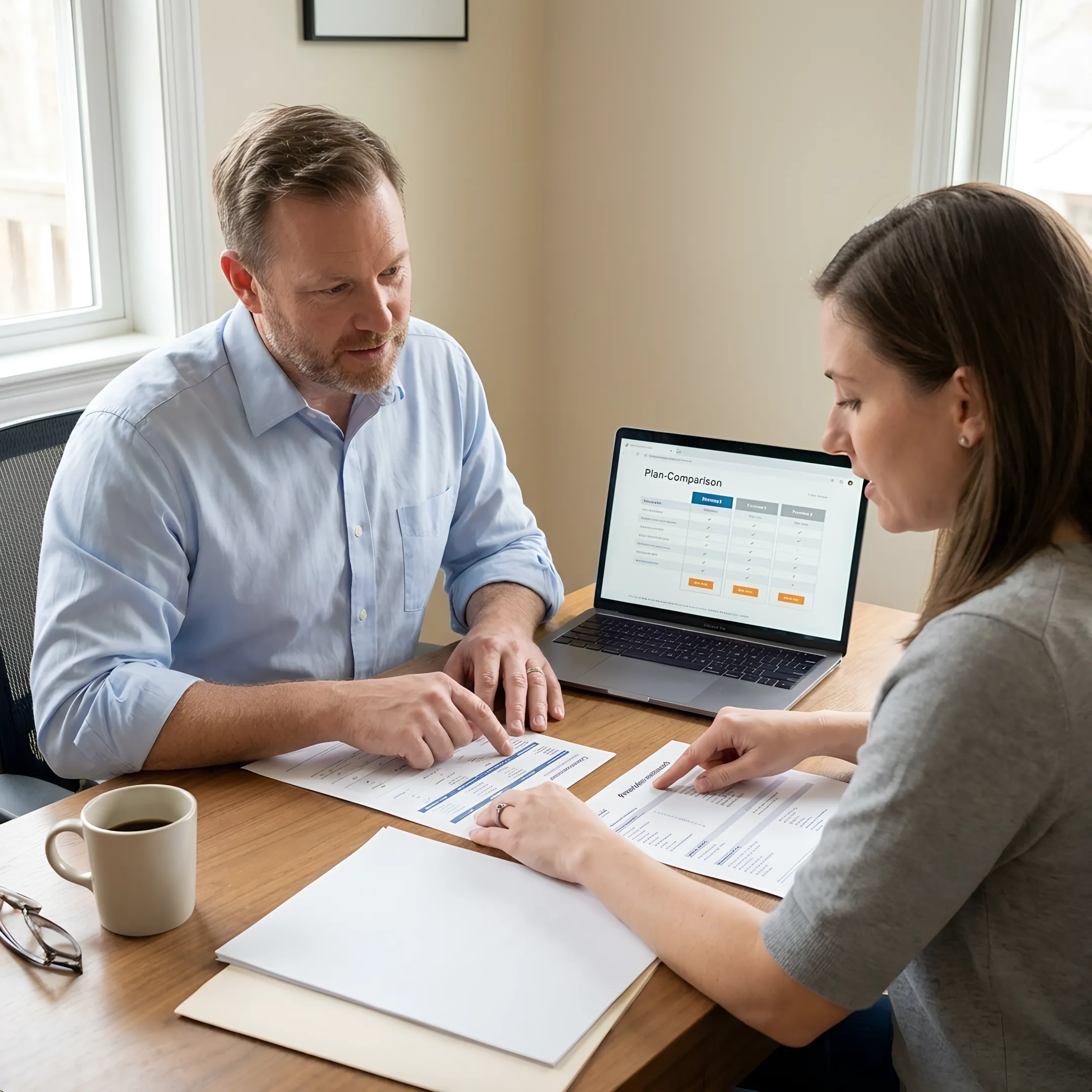 Insurance advisor comparing personalized health plans