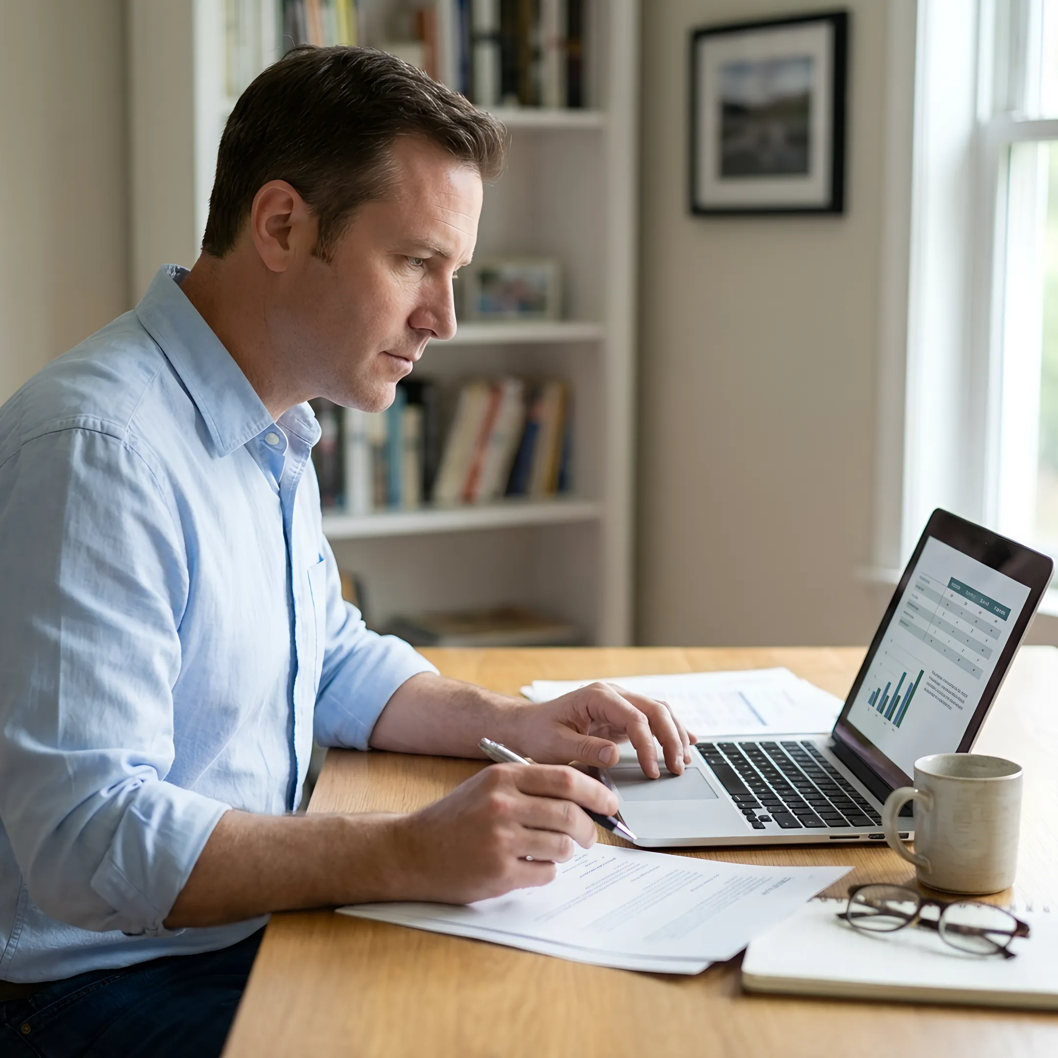 Small business owner reviewing health insurance plan comparisons with an advisor