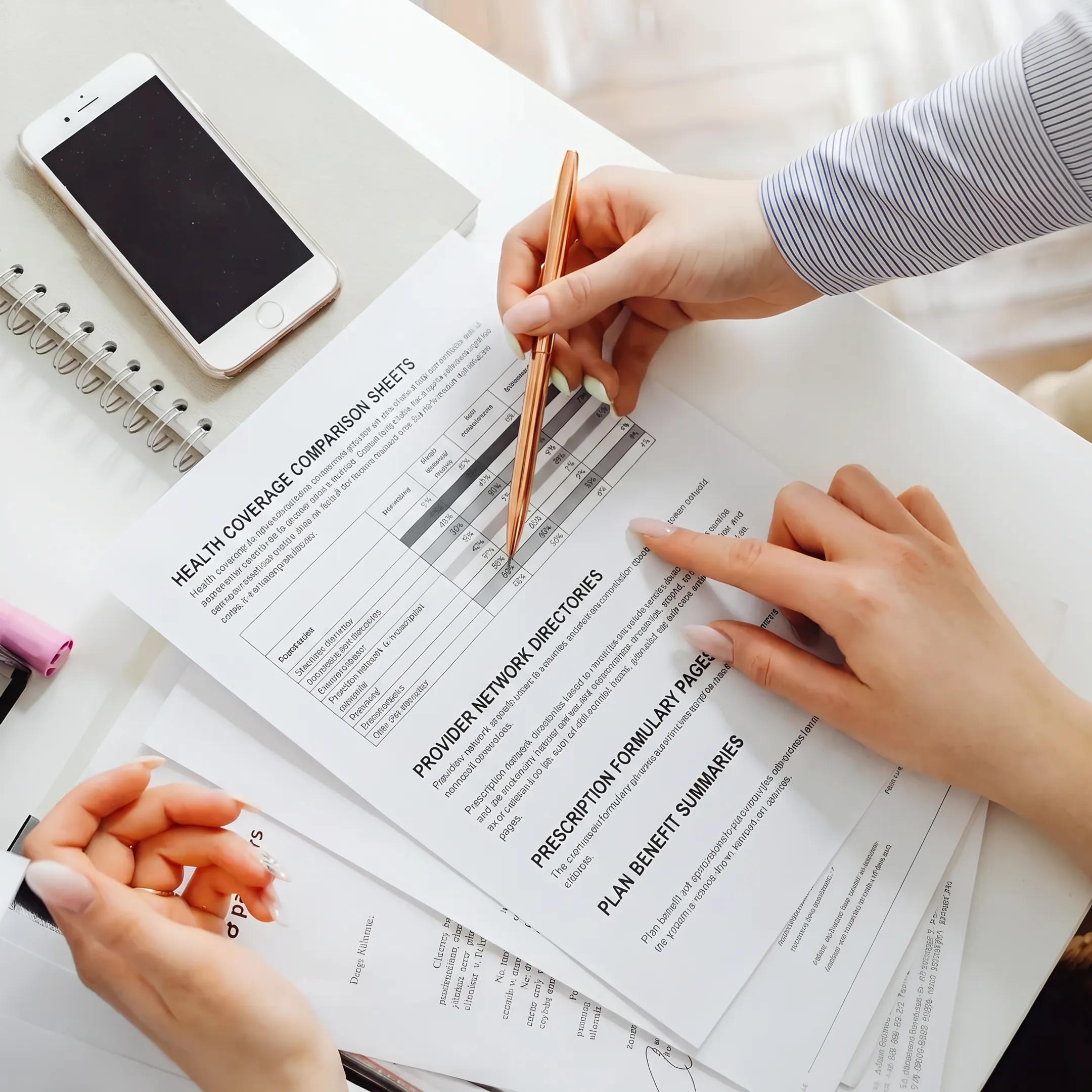 Advisor comparing health insurance options with a client
