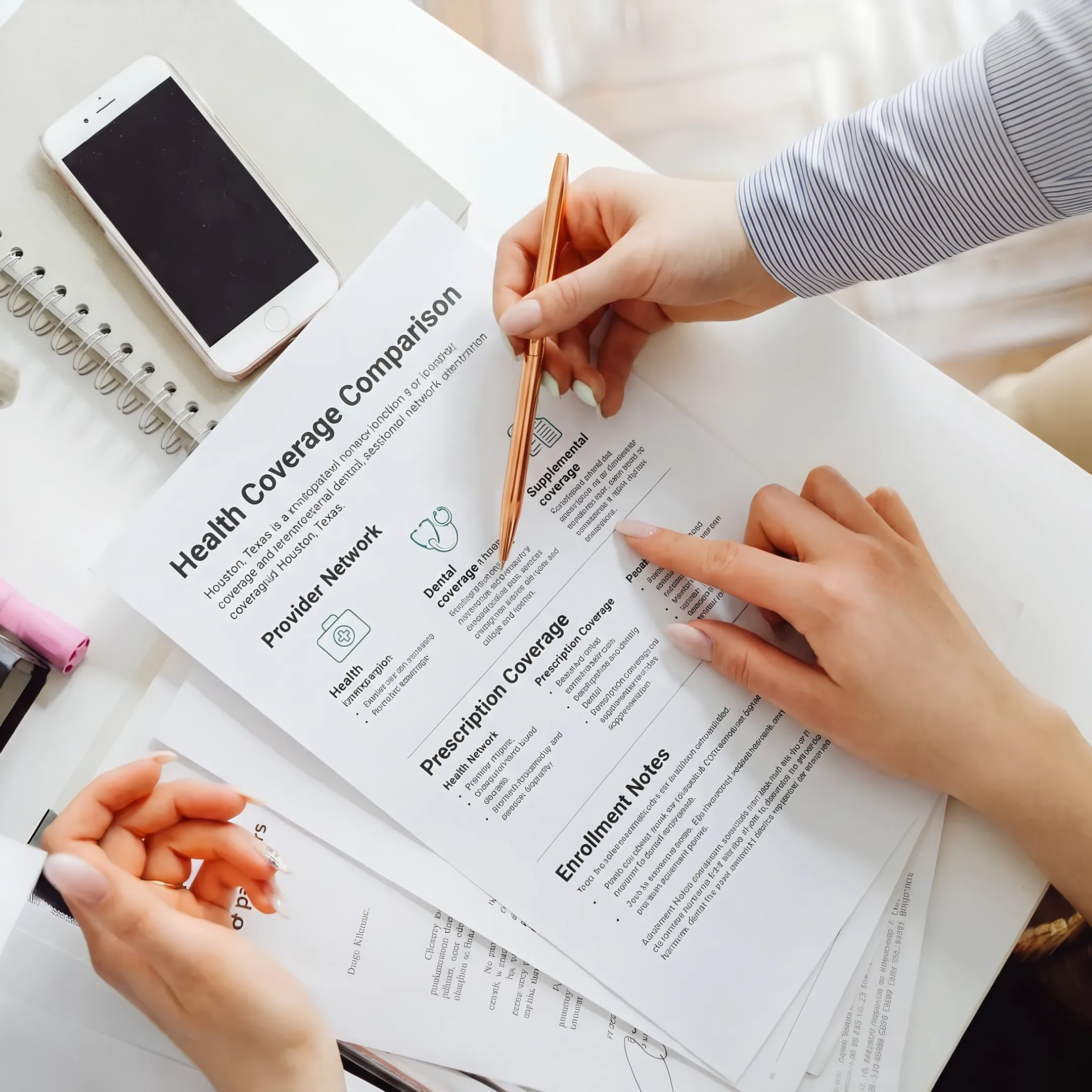 Advisor comparing health insurance plans and provider networks with a client