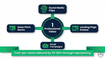 Single professional video repurposed into multiple content assets across four channels