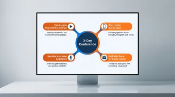 Event video repurposing strategy showing four content formats from single production