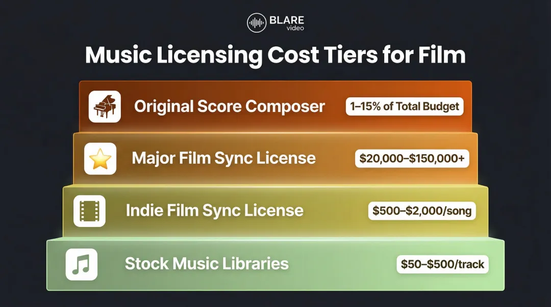 Film music licensing cost ranges from stock libraries to major sync licenses