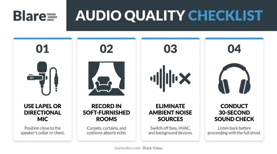 Four-step audio quality checklist for internal corporate video production
