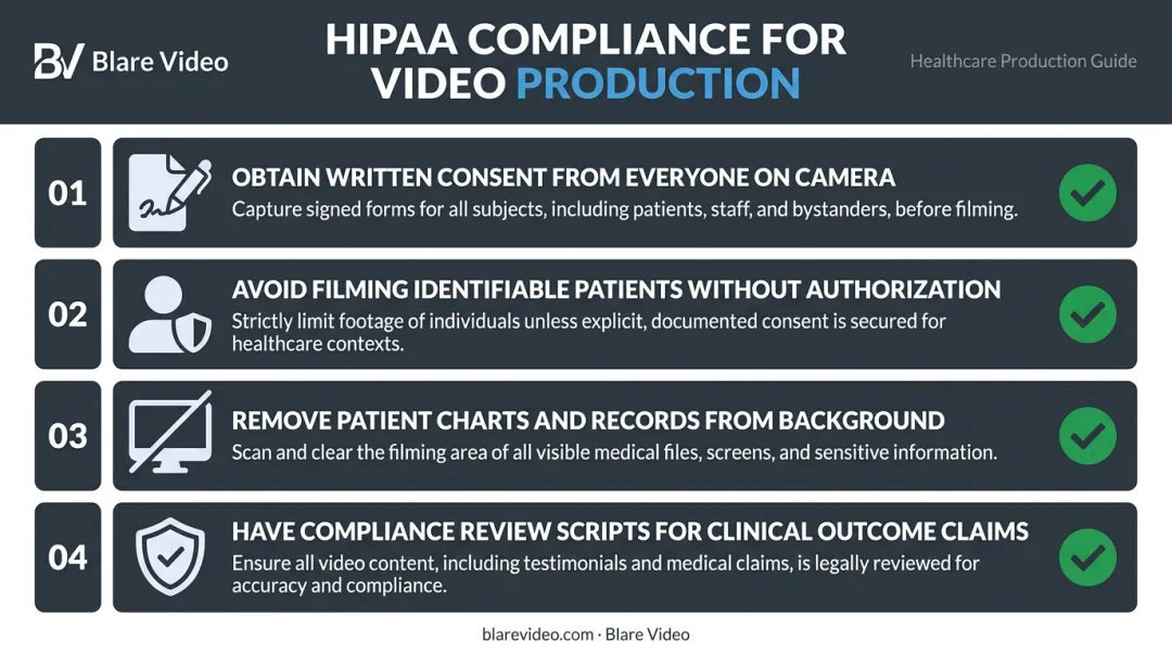 Four-step HIPAA compliance checklist for healthcare video marketing production