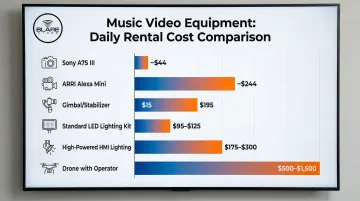 Music video equipment rental daily rate cost breakdown comparison chart