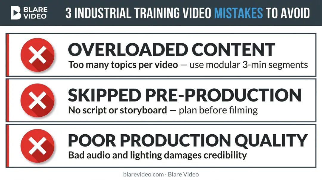 Three most common industrial training video production mistakes and how to avoid them