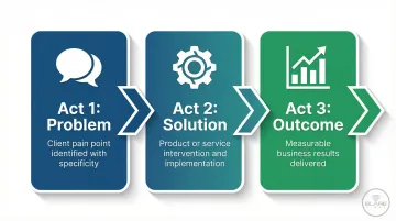 Three-act corporate case study video story structure problem solution outcome