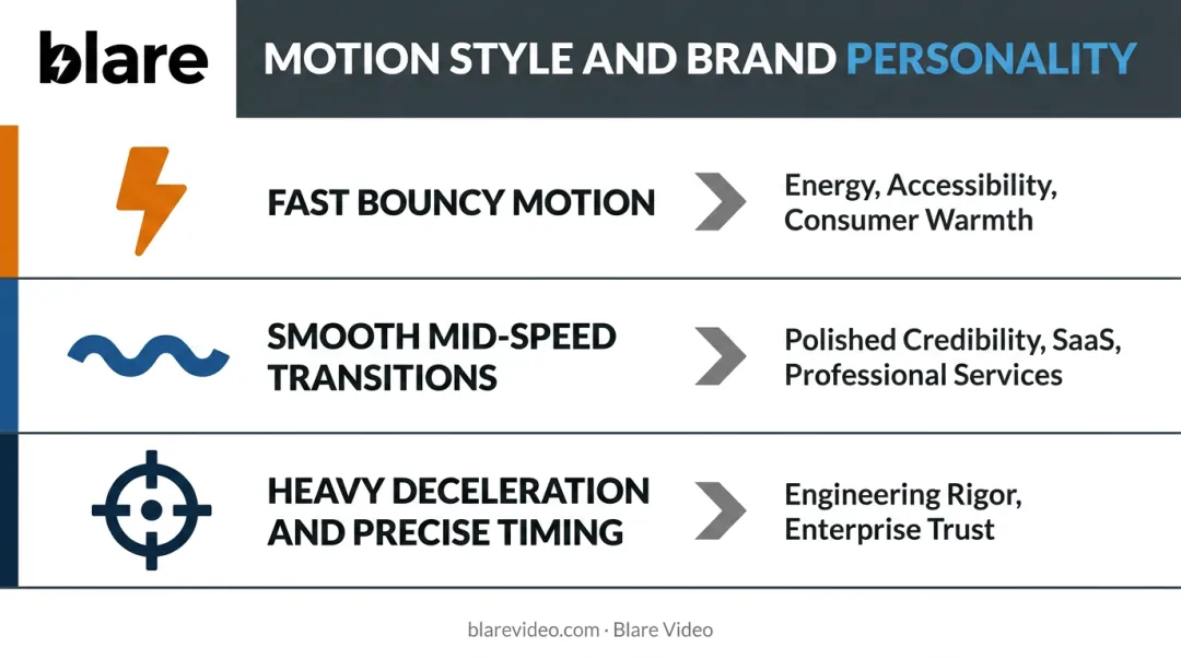 Motion style to brand personality matching guide three categories with easing curve examples