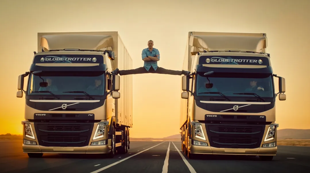 Volvo Trucks Epic Split Jean-Claude Van Damme product demonstration brand video still
