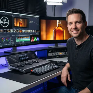 Video production team reviewing product footage on a monitor during post-production