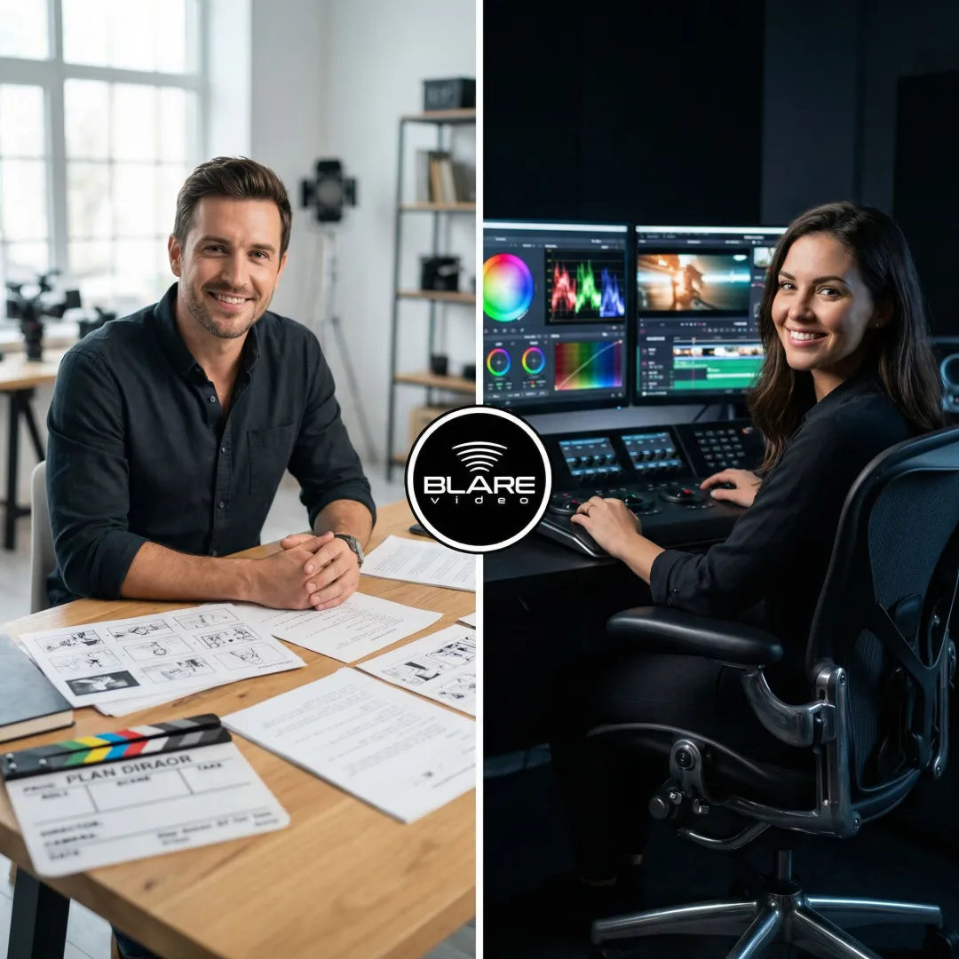 Video production process from pre-production planning to final post-production editing