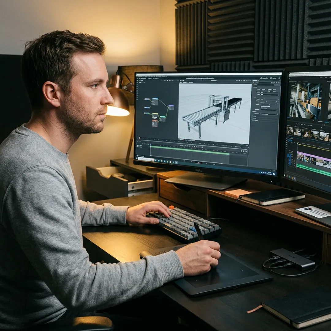 3D industrial product animation on workstation