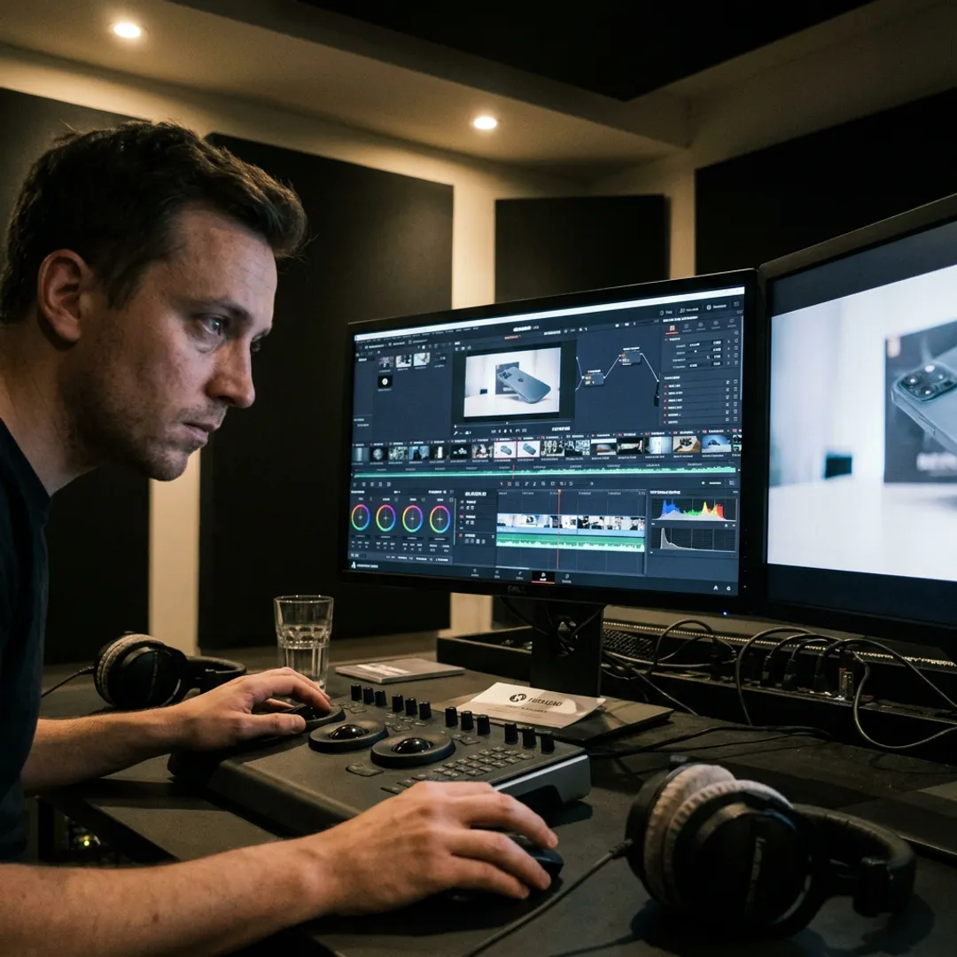 Video editor working on a startup product video