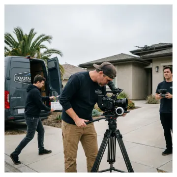 Real estate video crew filming a San Diego property