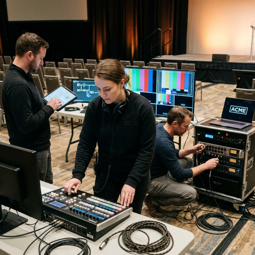 Live streaming production crew at work