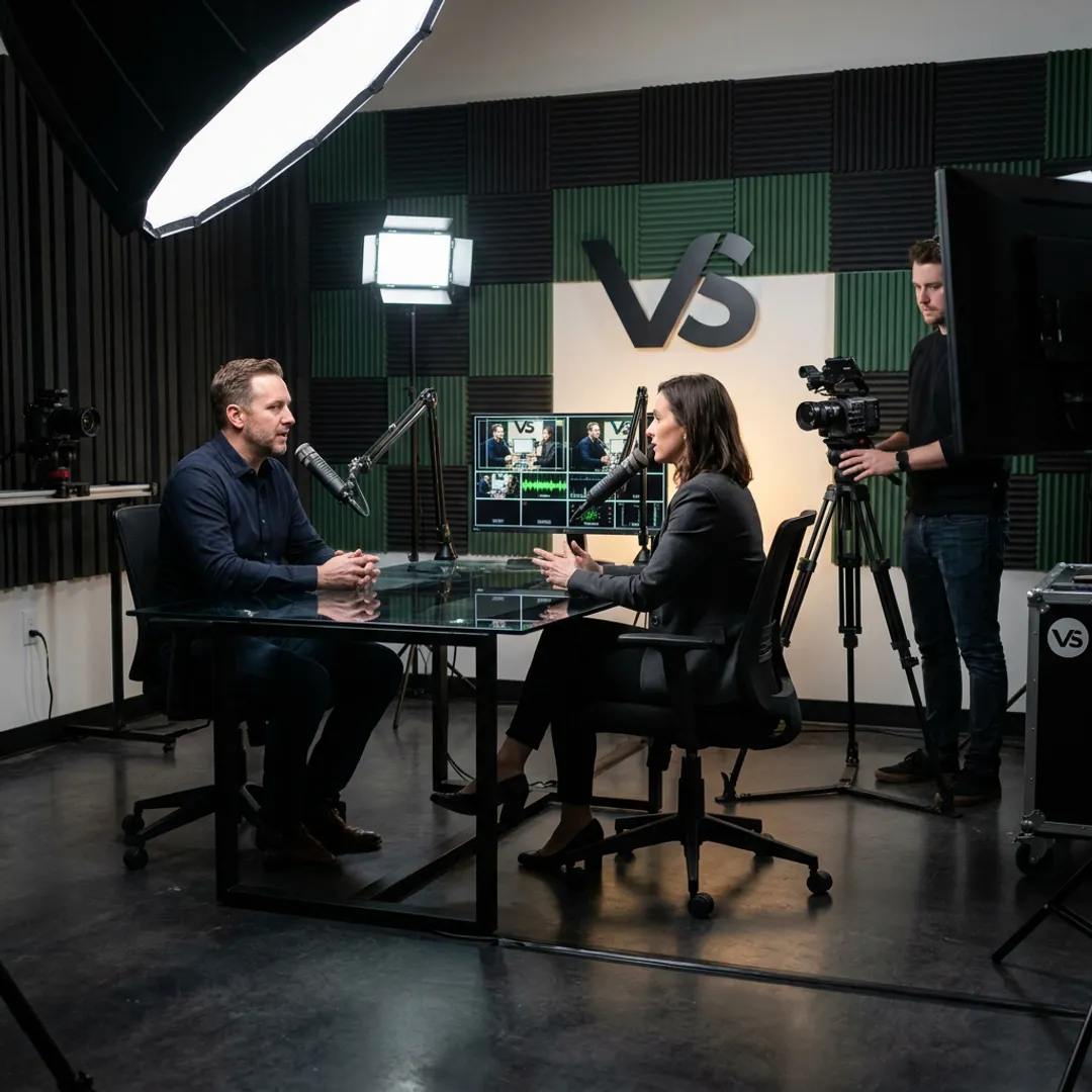 Professional video podcast recording setup