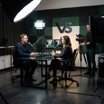Professional video podcast recording setup