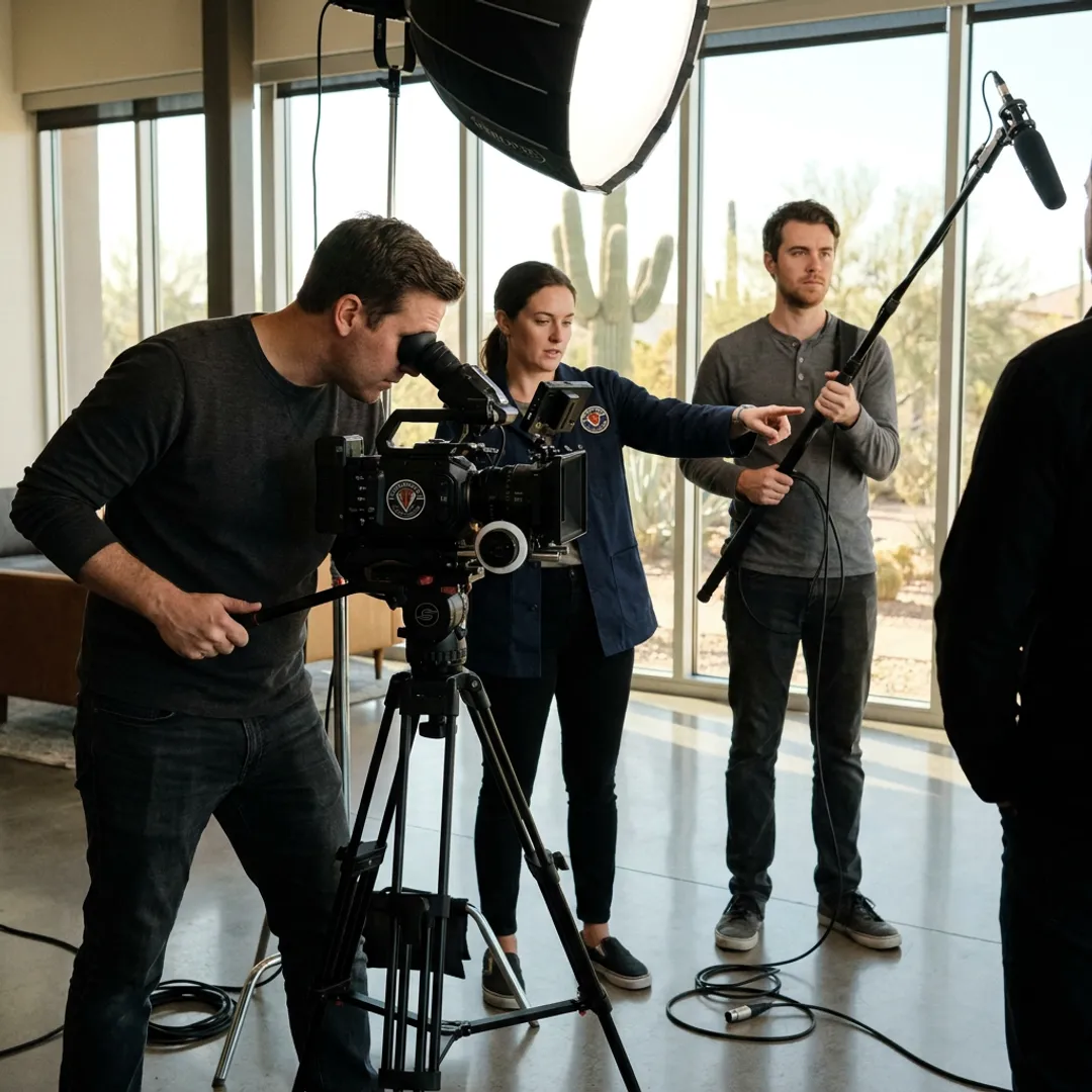 Video production crew filming in Tucson
