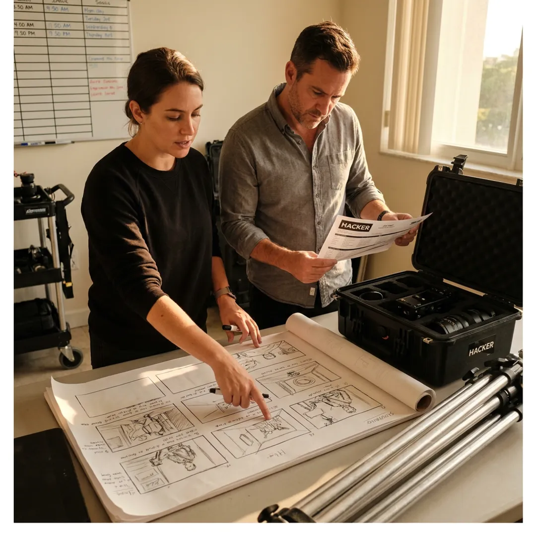 Production team planning a Miami video shoot