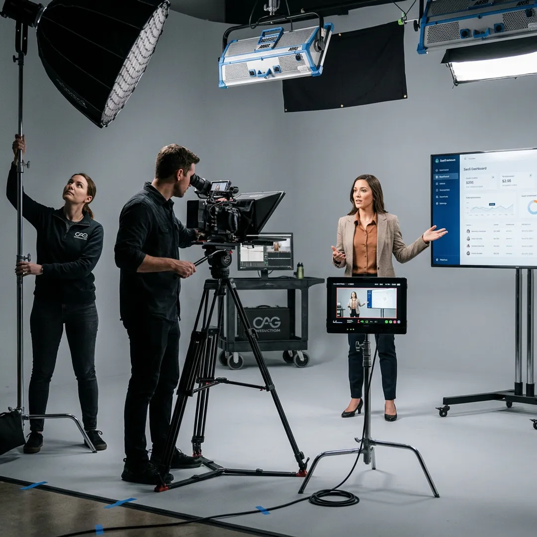 Live action tech explainer video production set