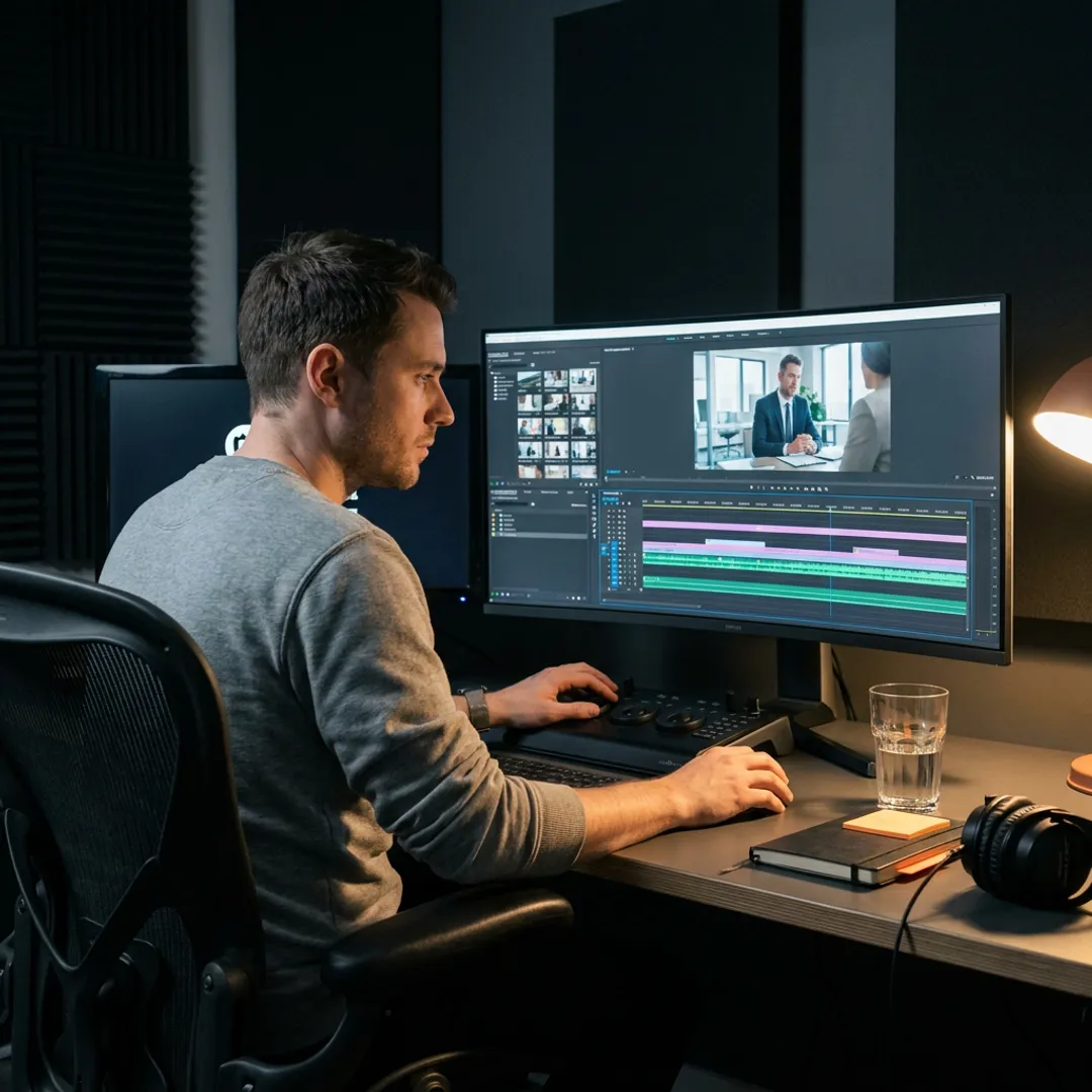 Video editor creating a SaaS explainer animation timeline