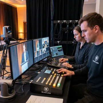 Live streaming control setup at corporate event