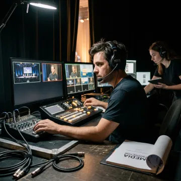 Live stream control station with monitors and switcher