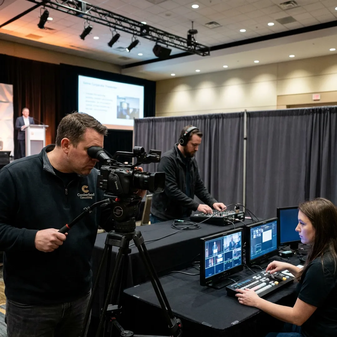 Live streaming production crew filming a Nashville event